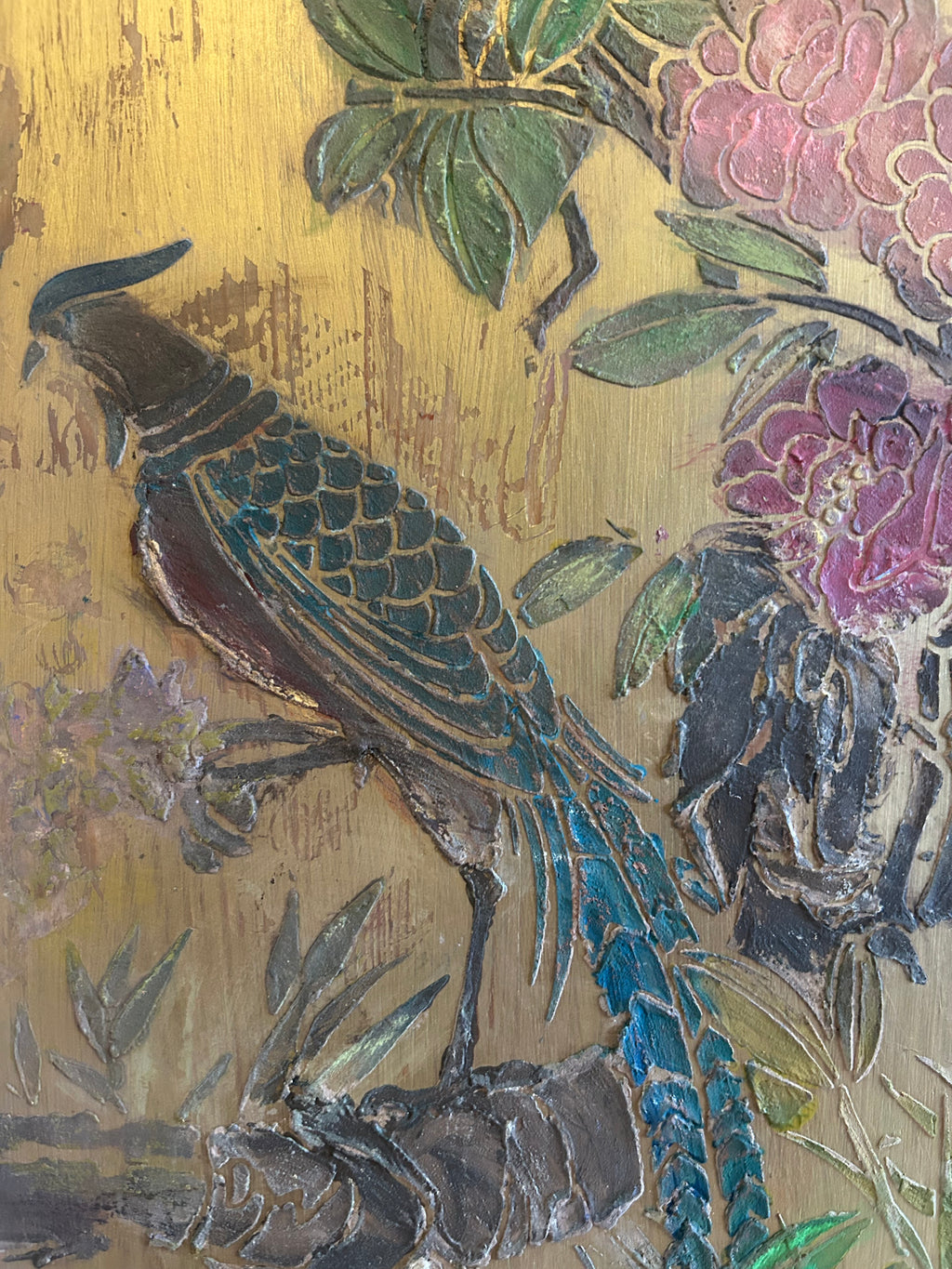 Vintage Painted Wardrobe with Inlaid Chinoiserie