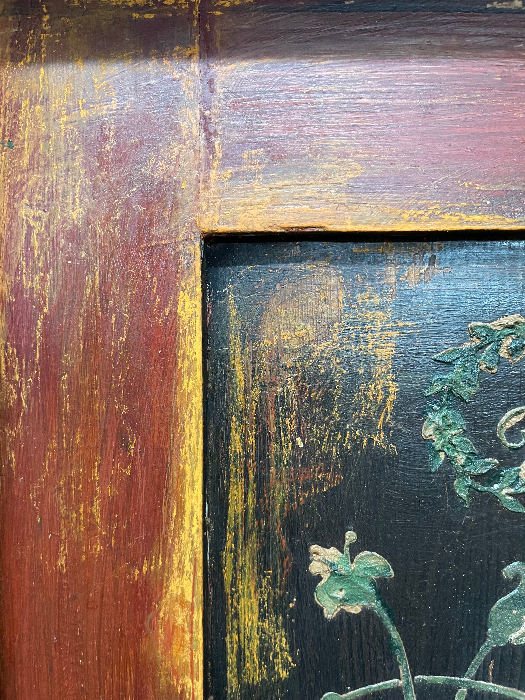 Vintage Painted Pine Wardrobe with Boiserie Panels