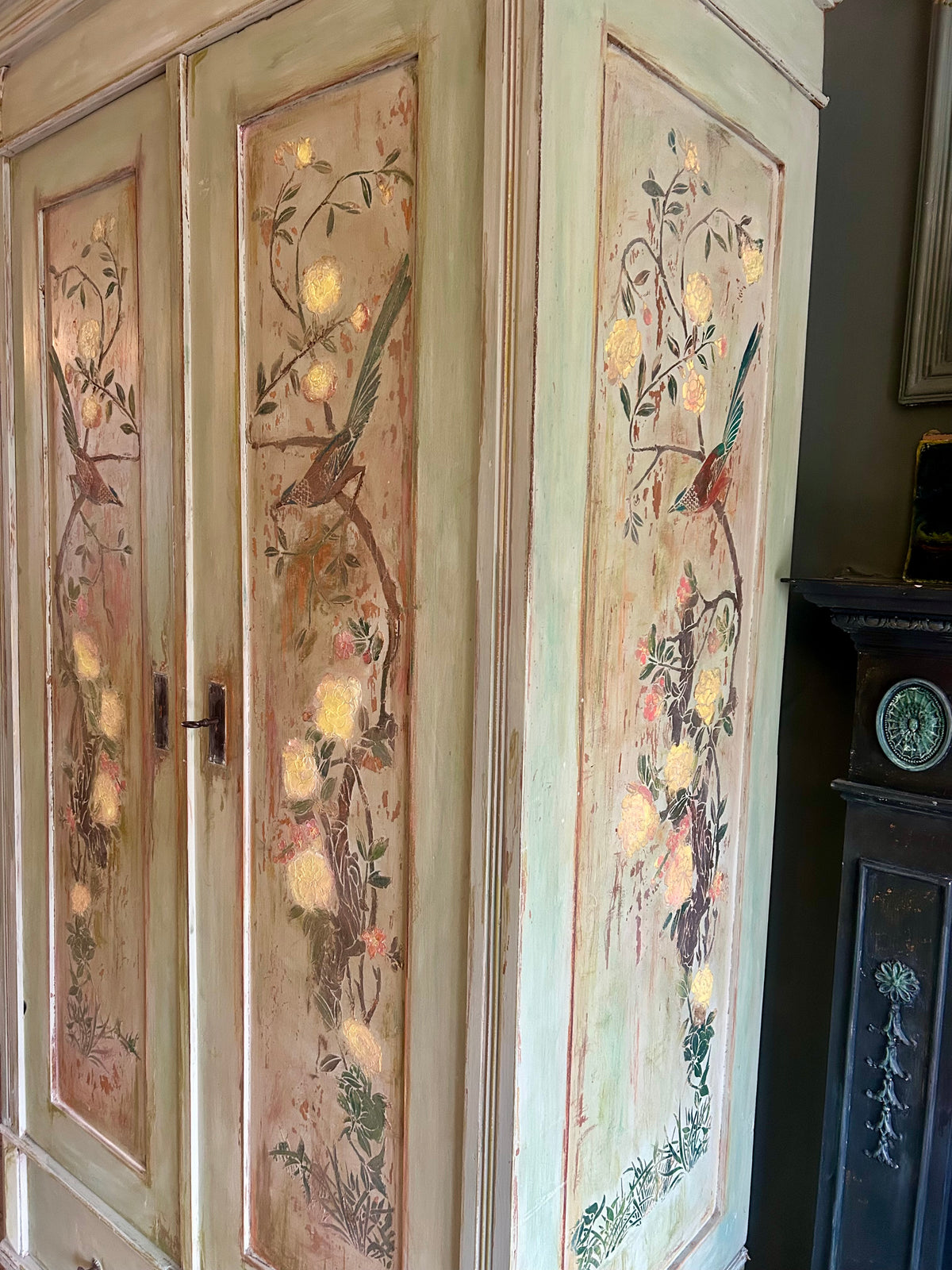 Vintage Painted Wardrobe with Chinoiserie