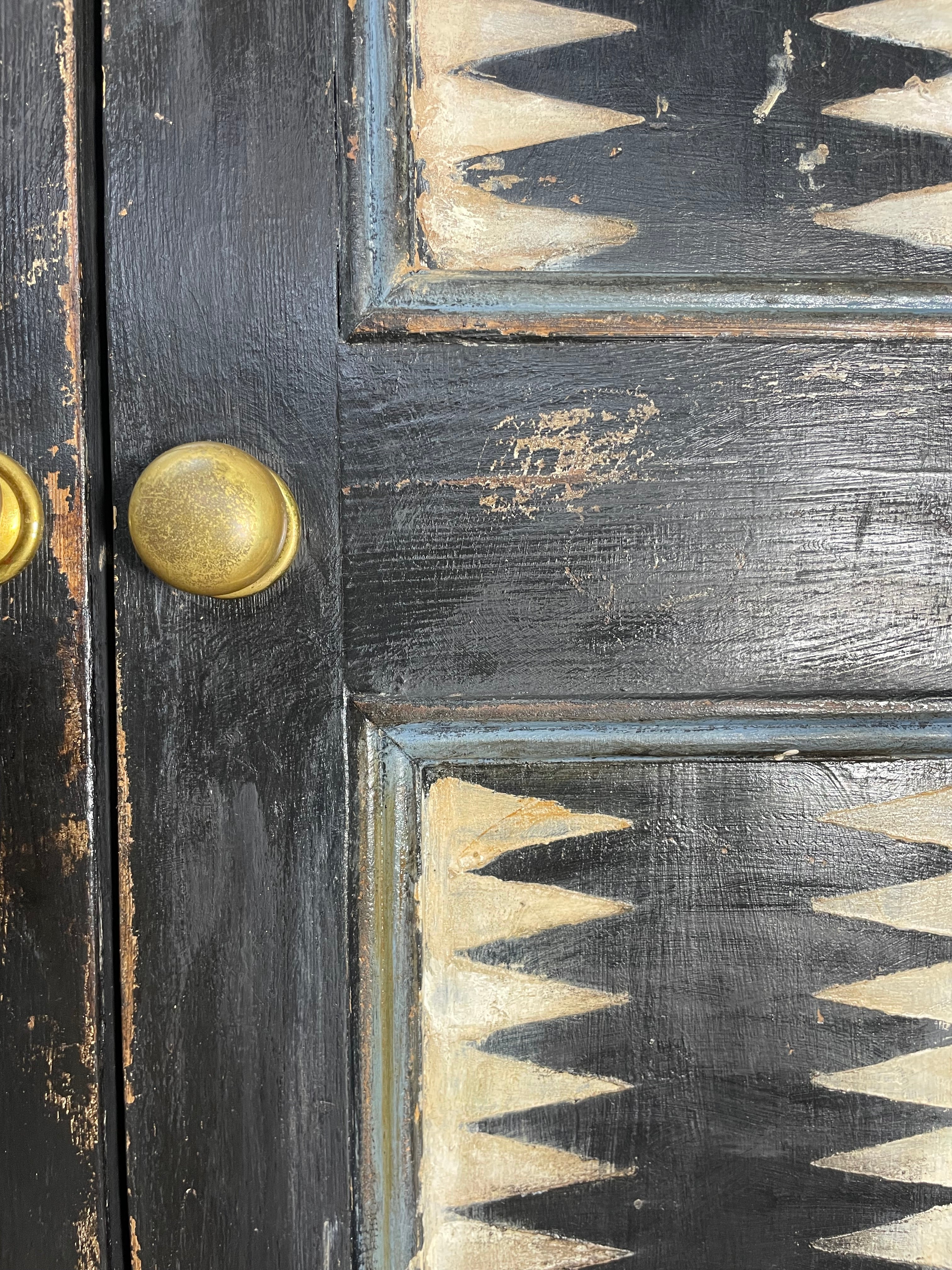 Vintage Painted Pine Folk Art Cupboard