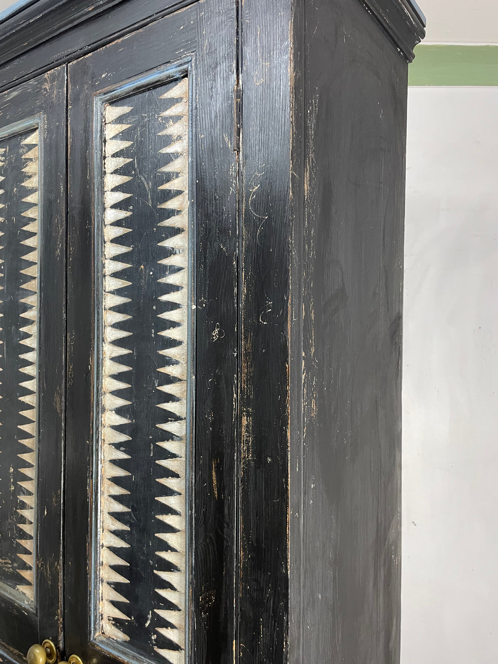 Vintage Painted Pine Folk Art Cupboard