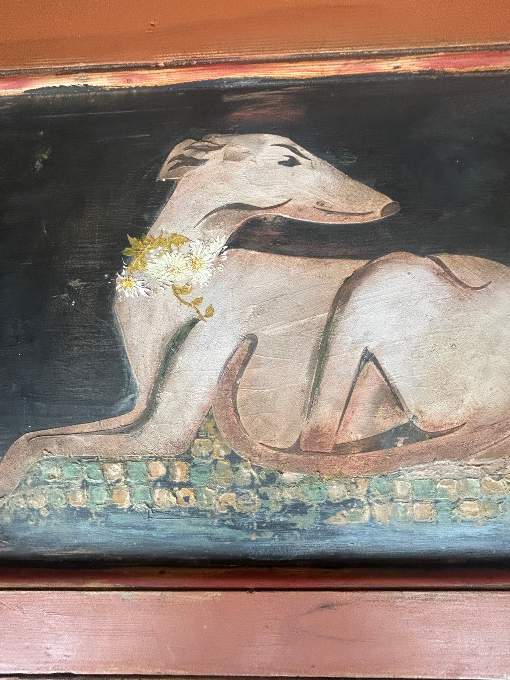Reclaimed Door Hound Wallhanging