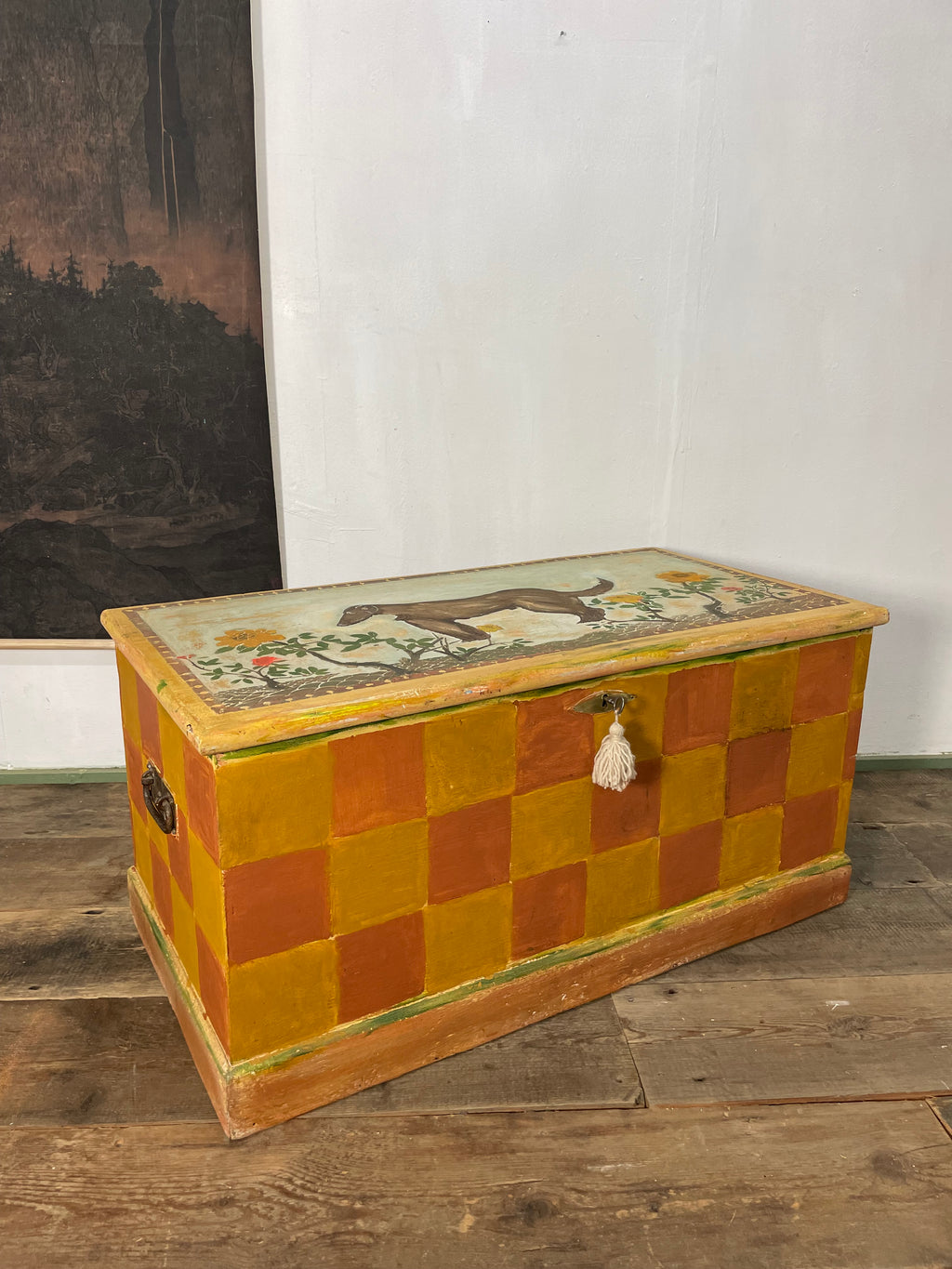 Vintage Folk art Style Blanket Box