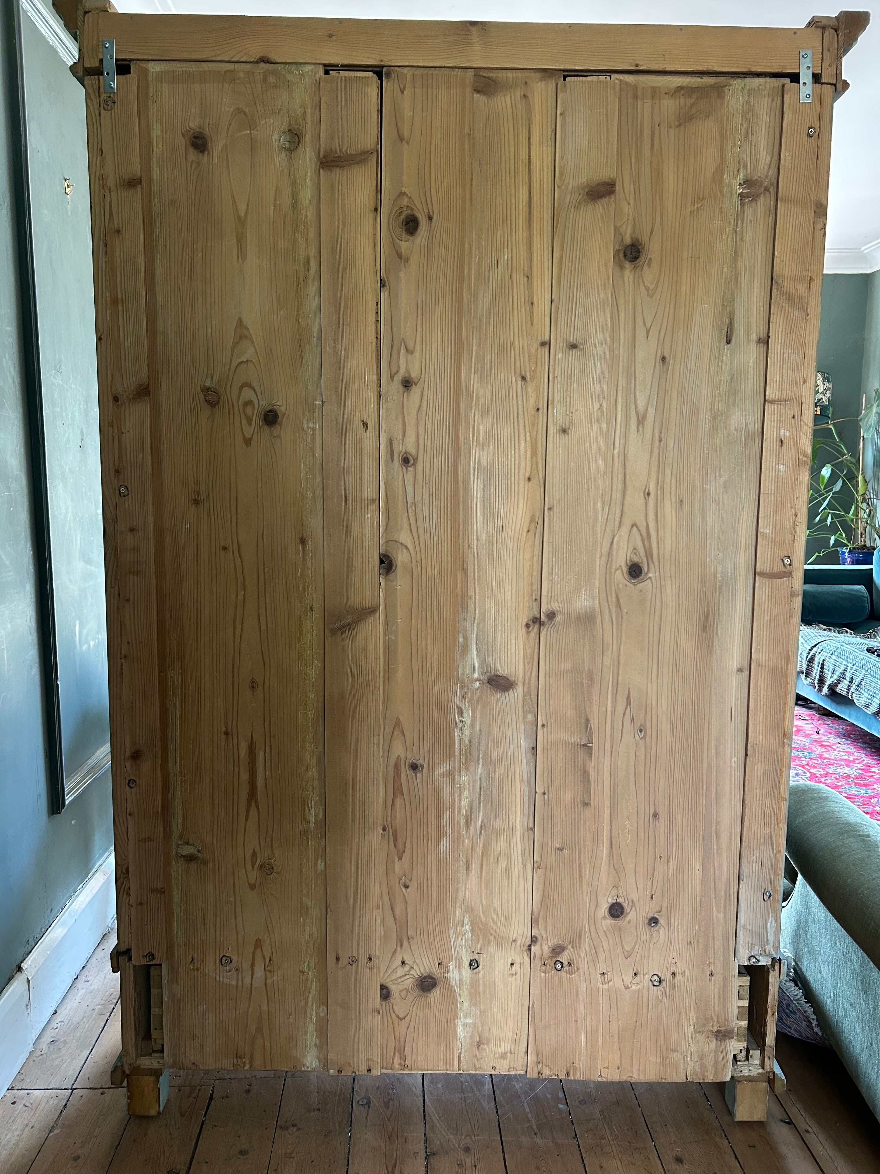 Painted Pine French Wardrobe with Chinoiserie Black Swan