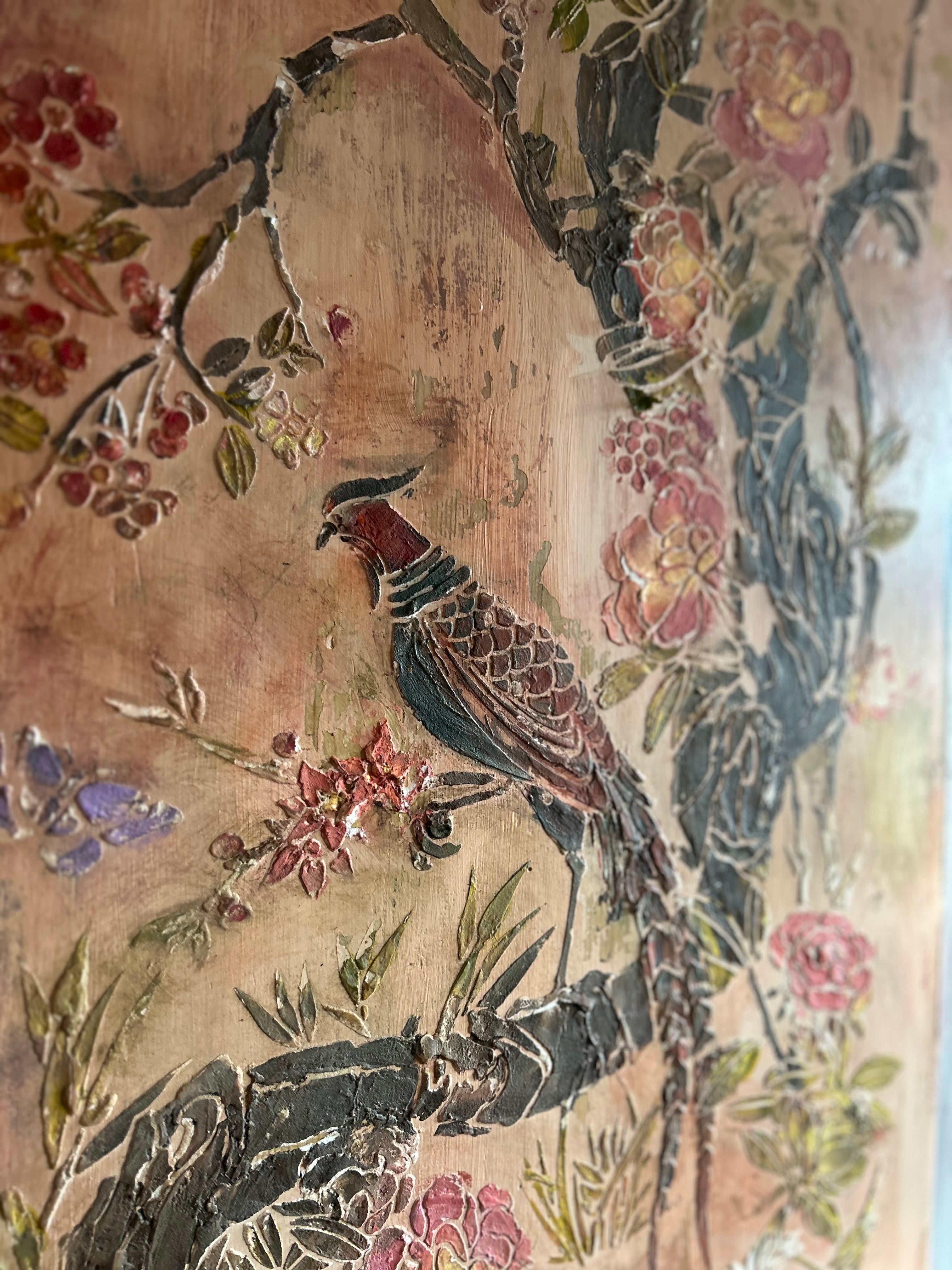 Vintage Painted Pune Armoire with Chinoiserie