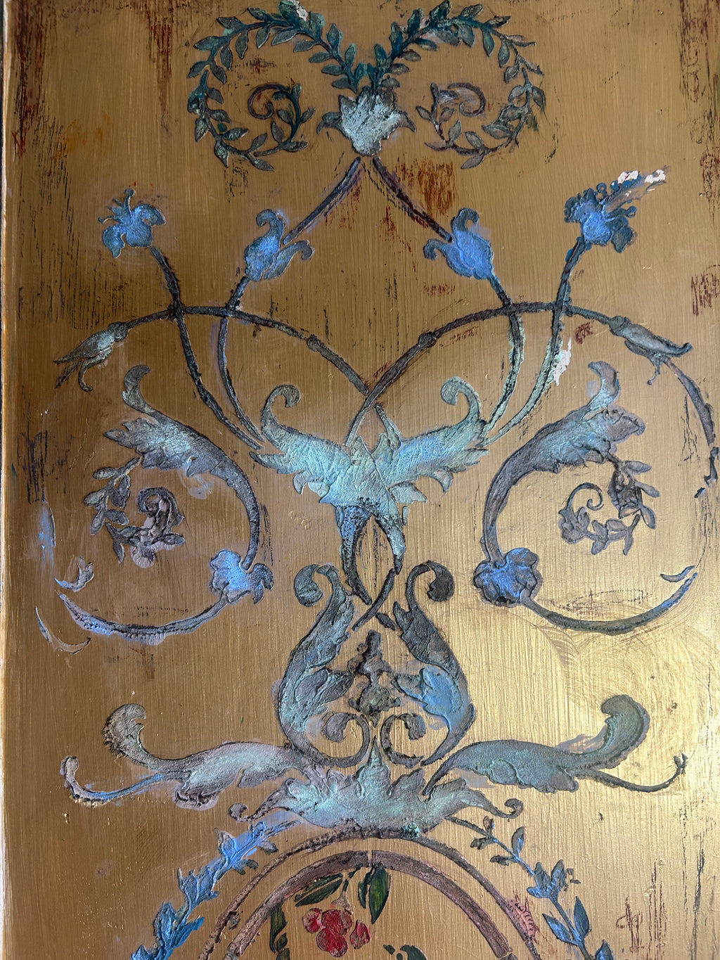 Vintage French Linen Press/Wardrobe with Chinoiserie