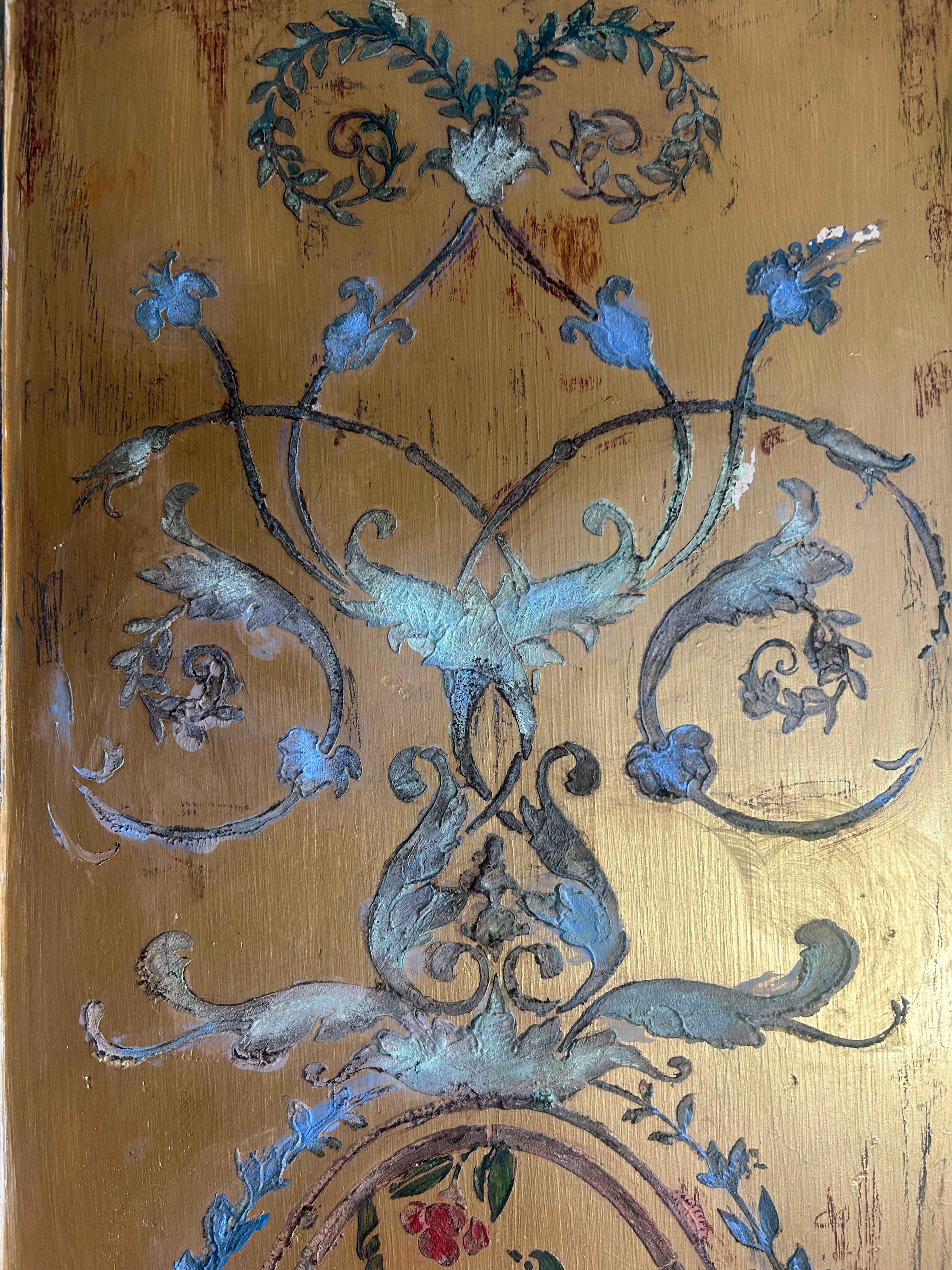 Vintage French Linen Press/Wardrobe with Chinoiserie