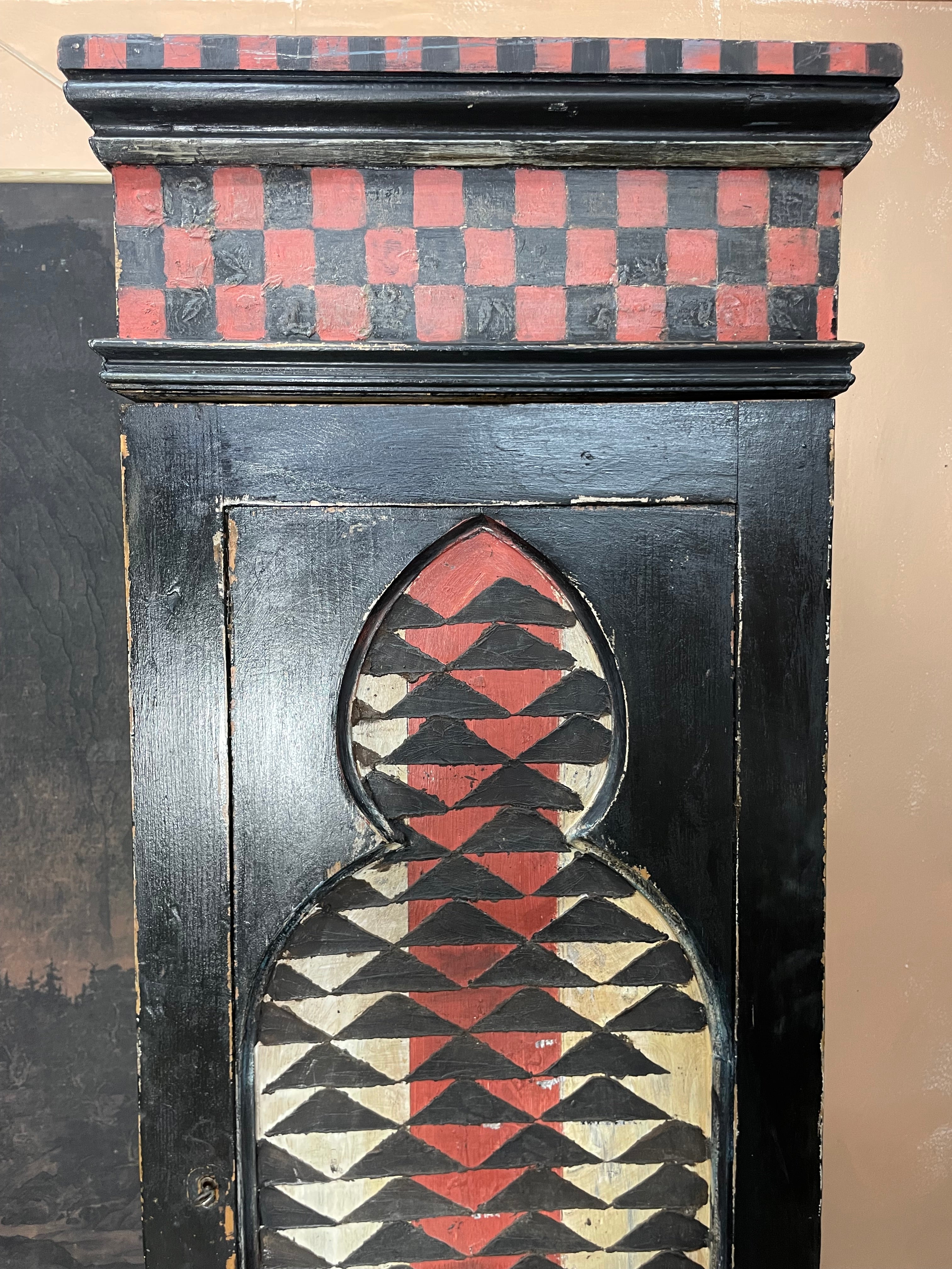 Vintage Painted Pine Folk Art Cupboard