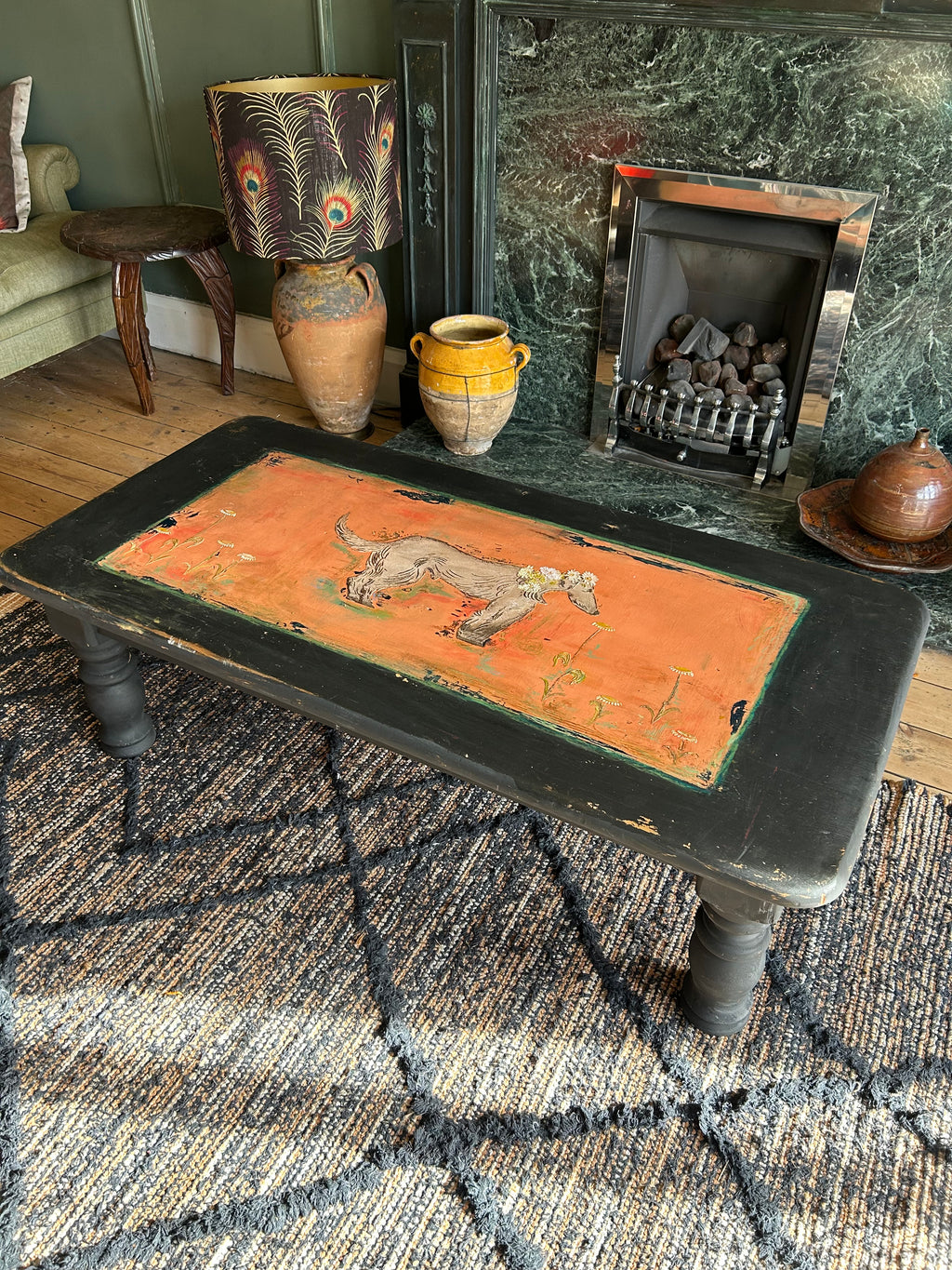 Vintage Coffee Table with Hound