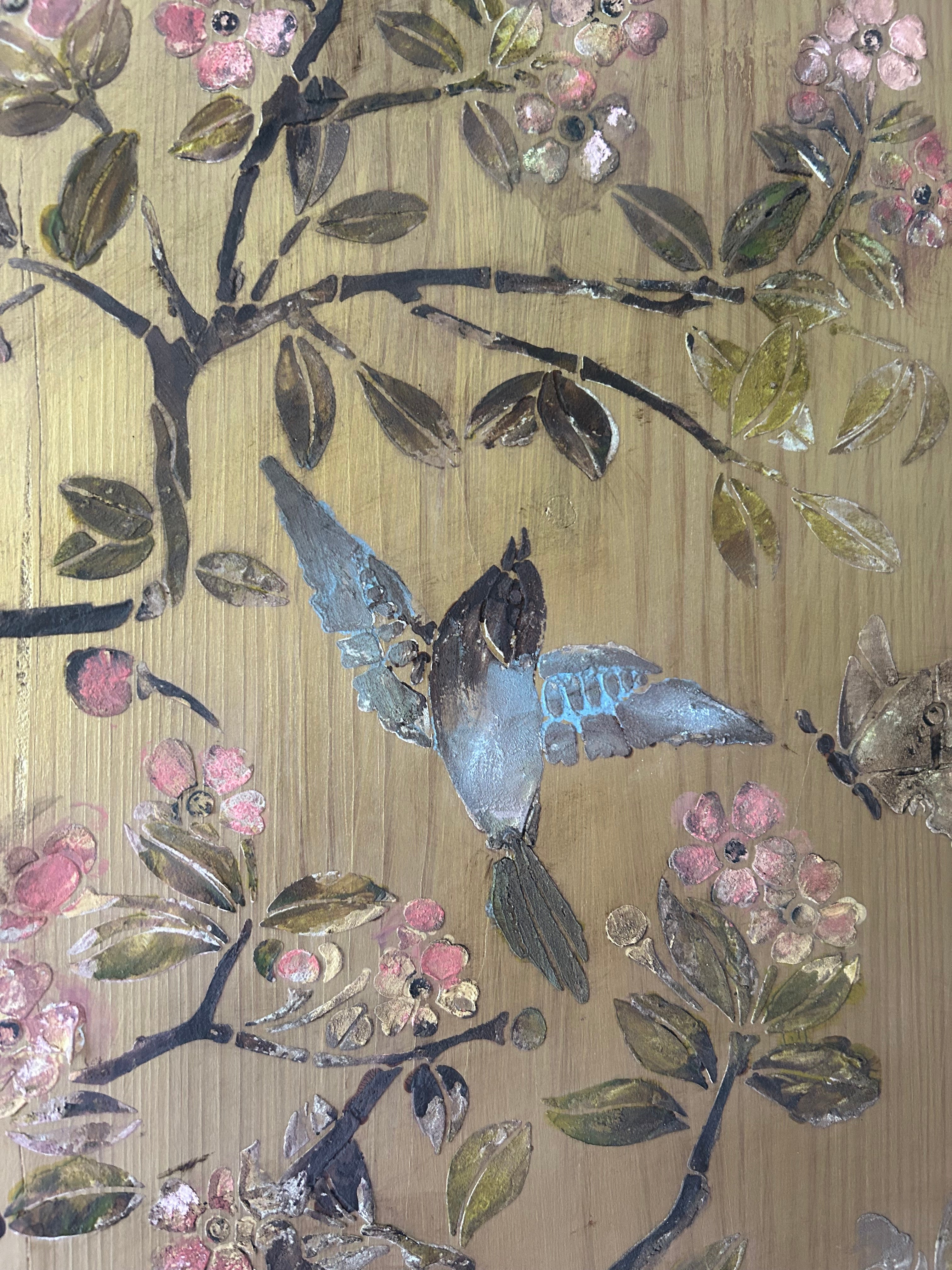 Vintage Painted Pine Triple Wardrobe