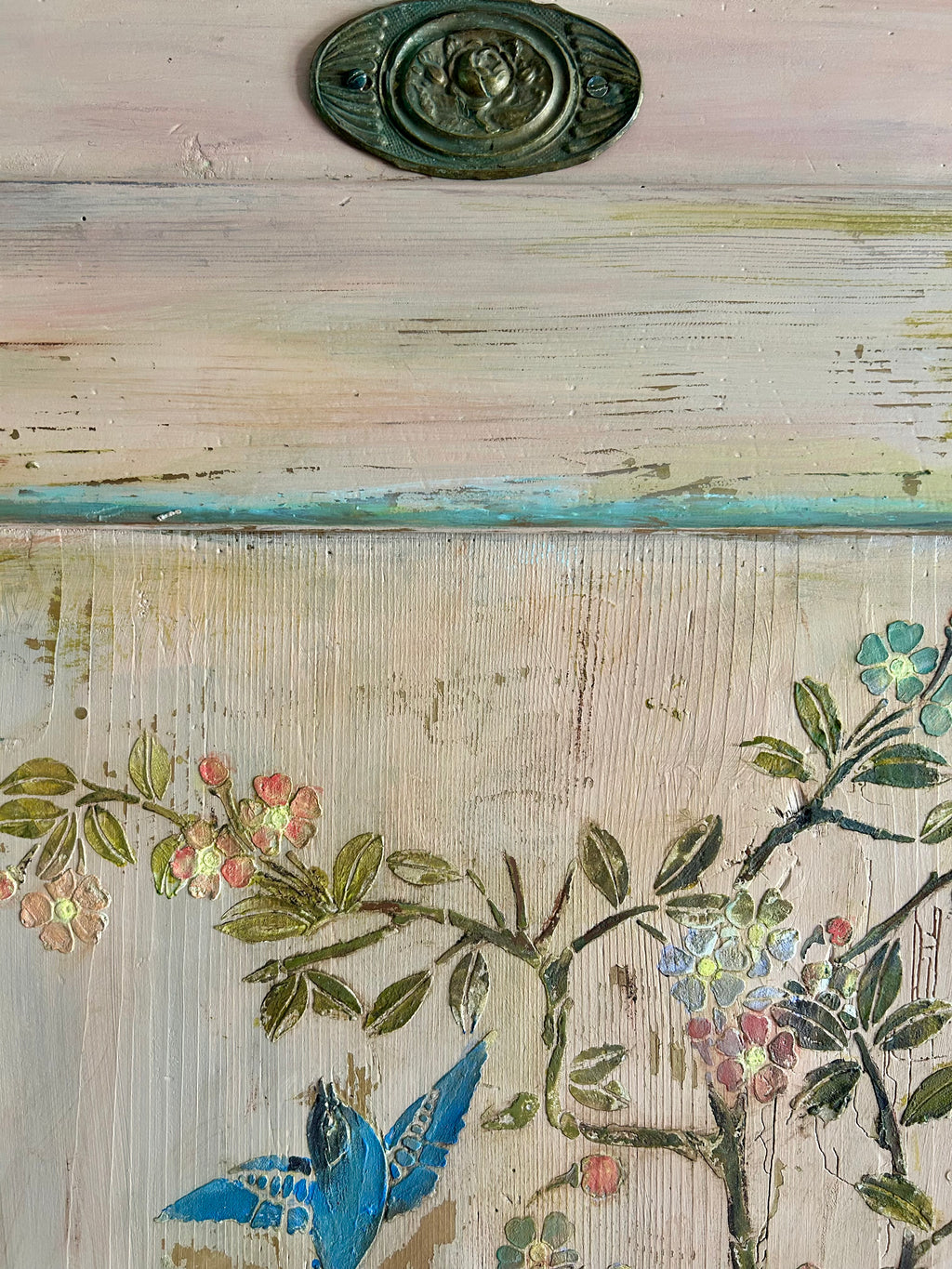Vintage French Armoire with Chinoiserie Panel
