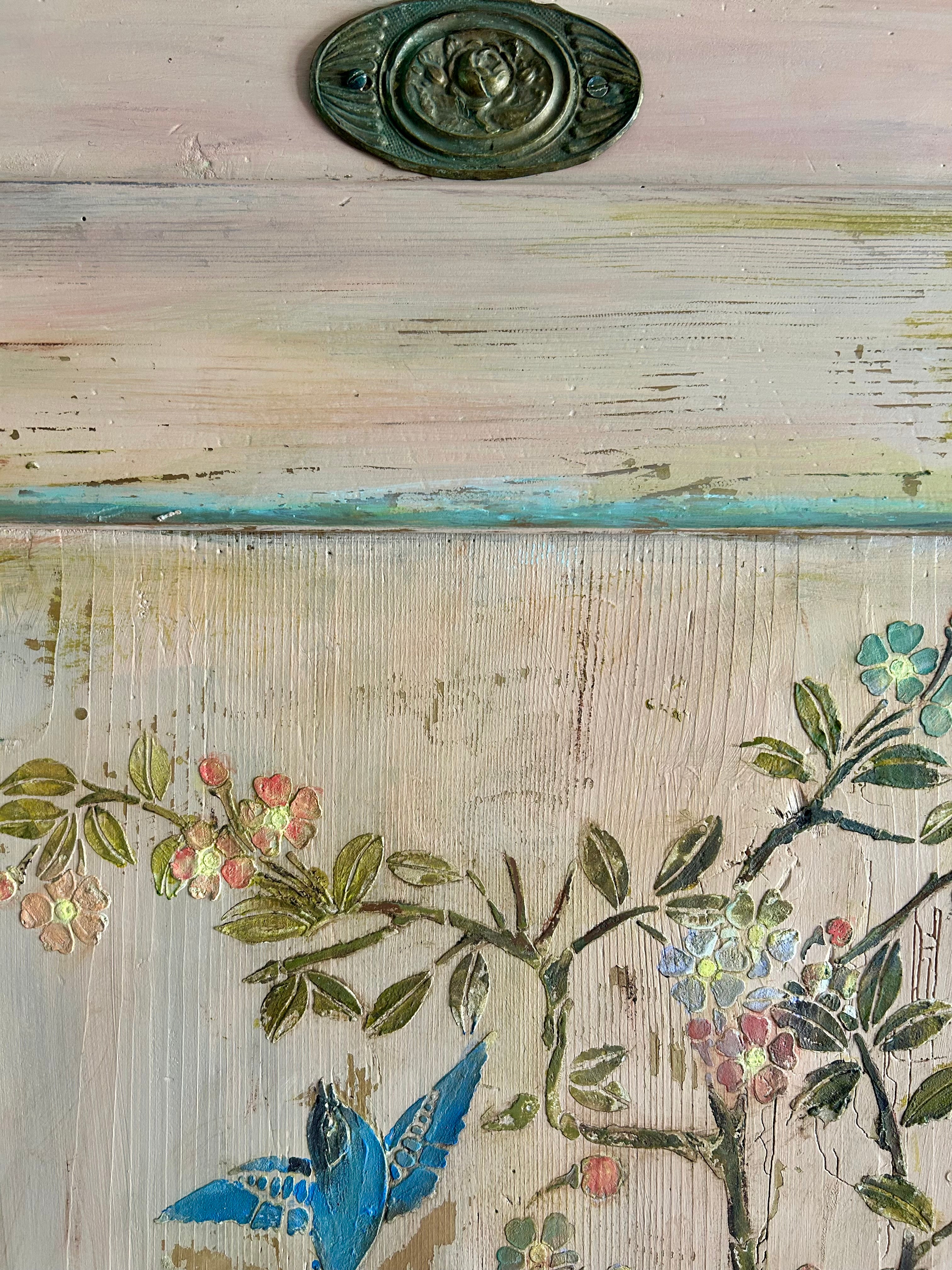 Vintage French Armoire with Chinoiserie Panel