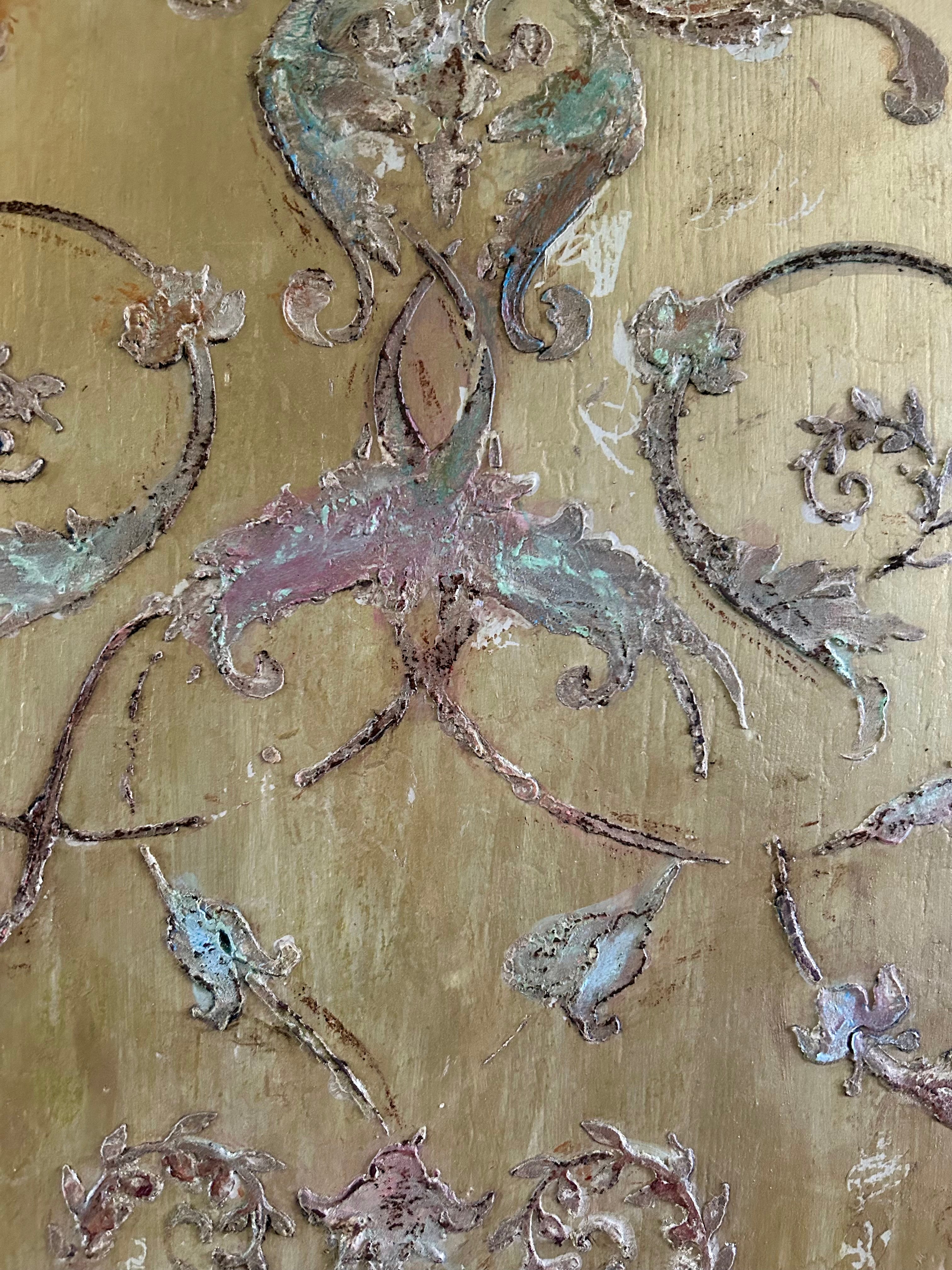 Vintage Painted Pine Armoire with Swan and Daisy Chinoiserie