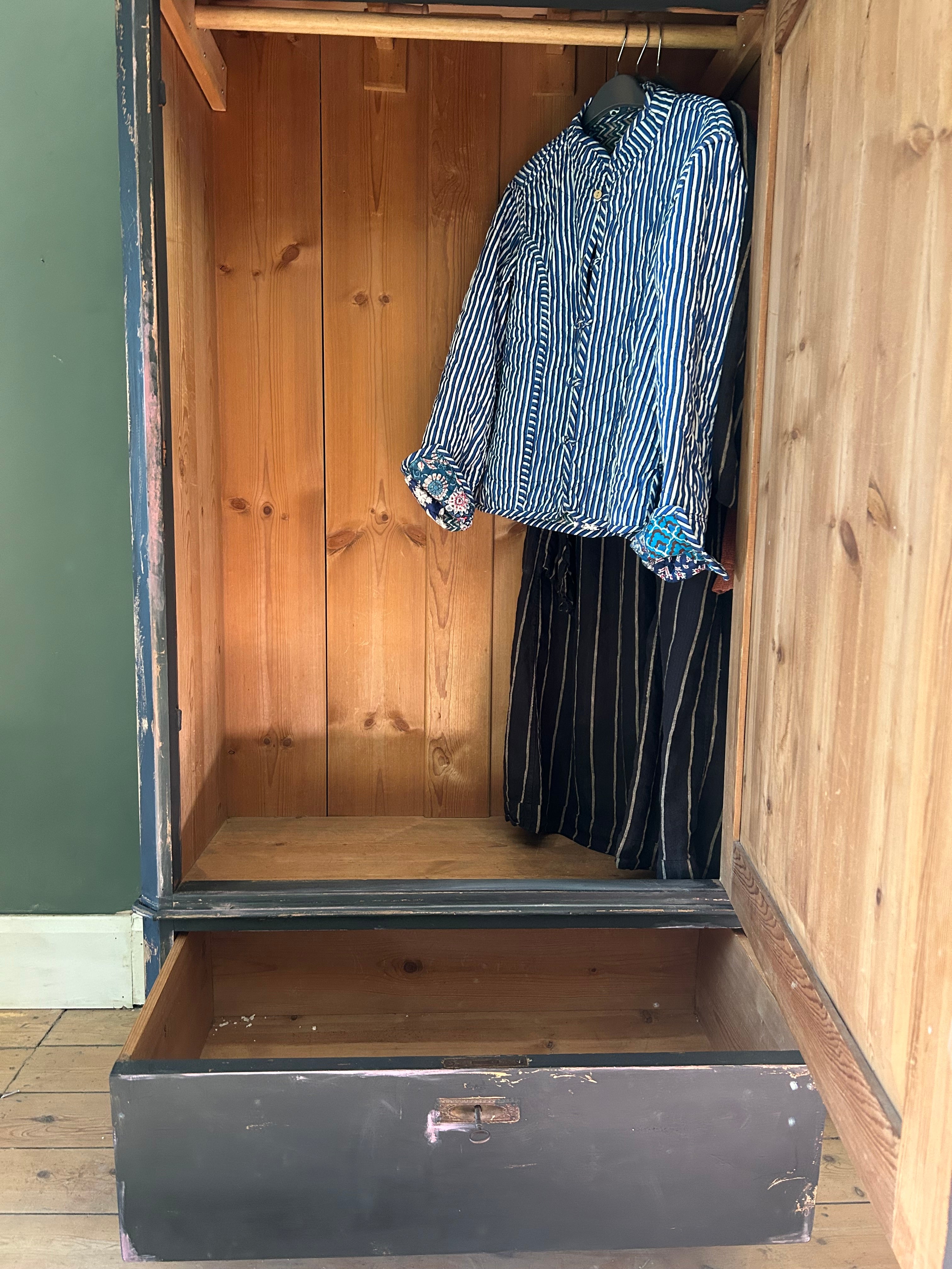 Vintage Painted Hall Cupboard/ Armoire with Chinoiserie Panel