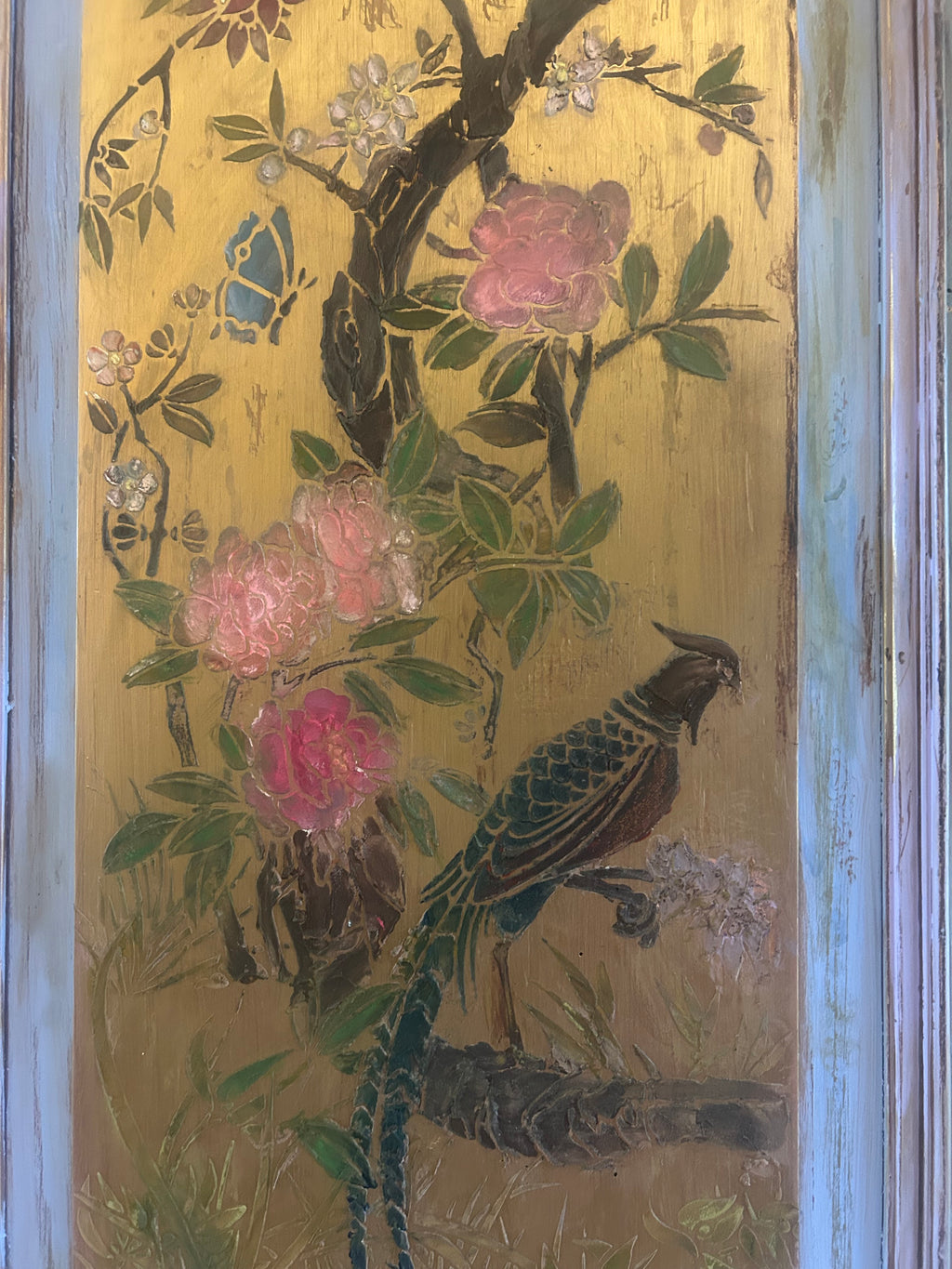 Vintage Painted Wardrobe with Inlaid Chinoiserie