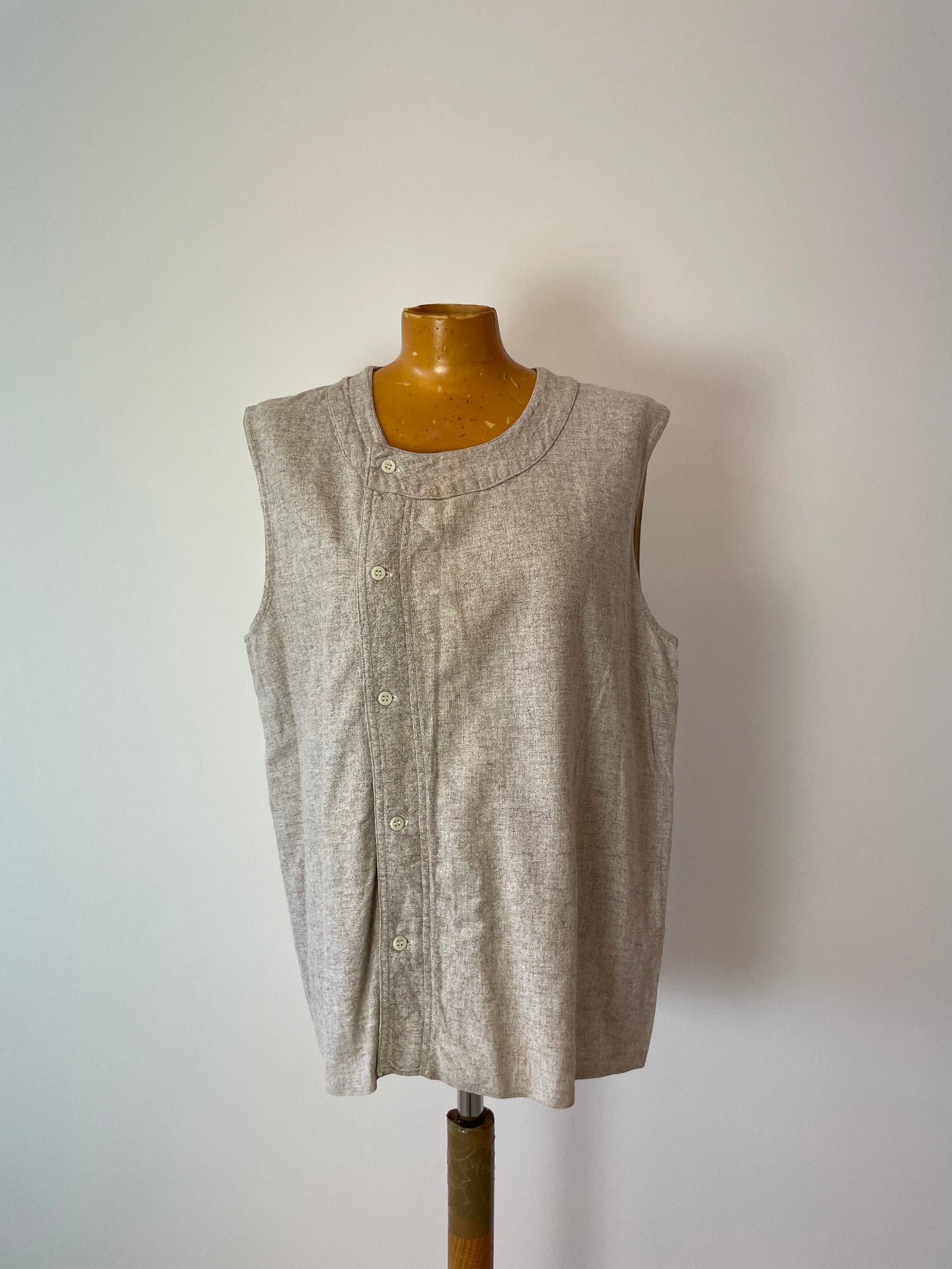 Vintage French Button up Oatmeal Vest