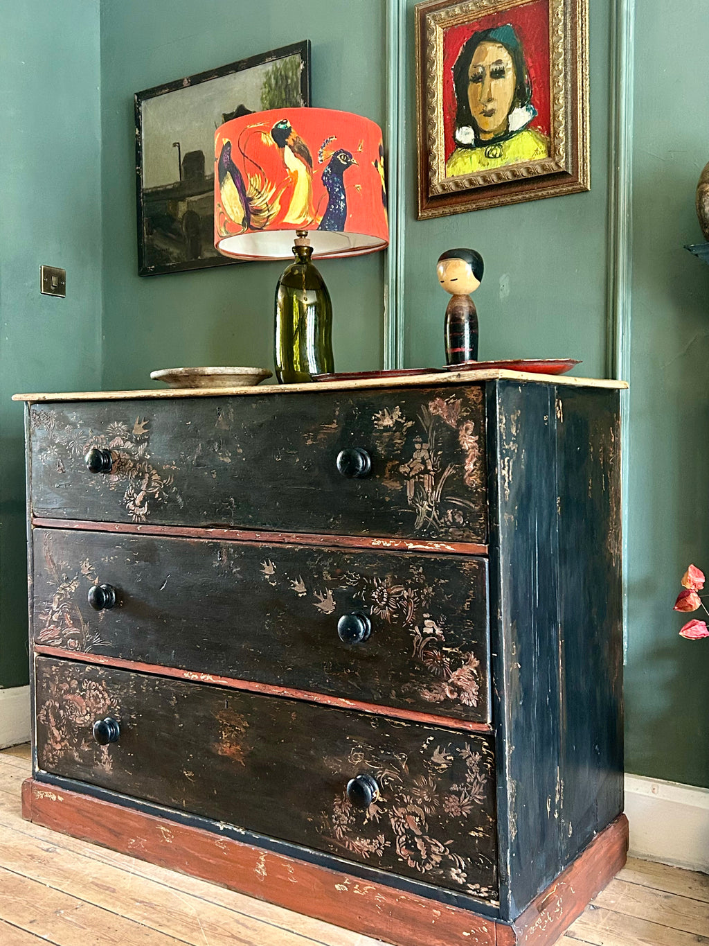 Antique Painted Drawers with Chinoiserie