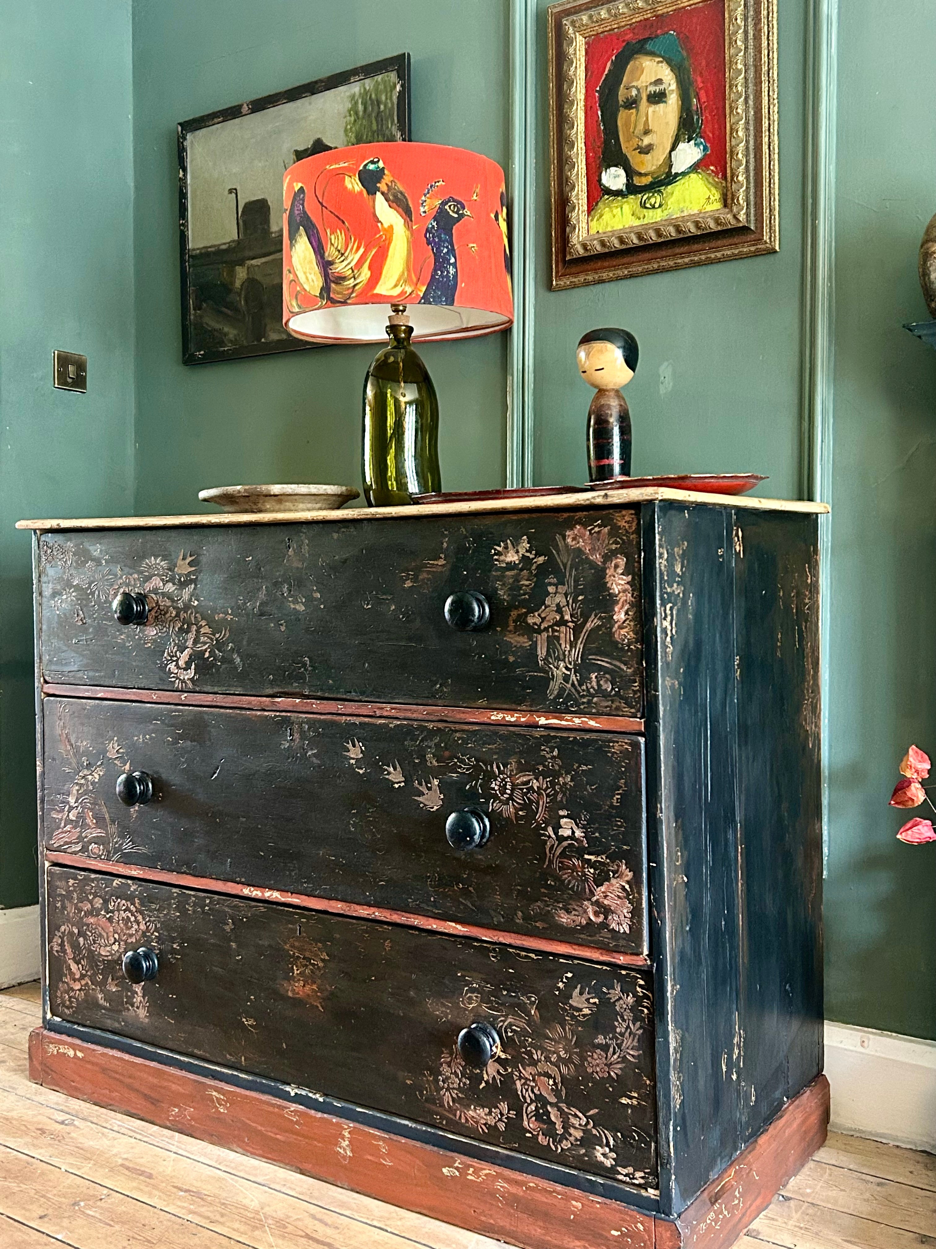 Antique Painted Drawers with Chinoiserie