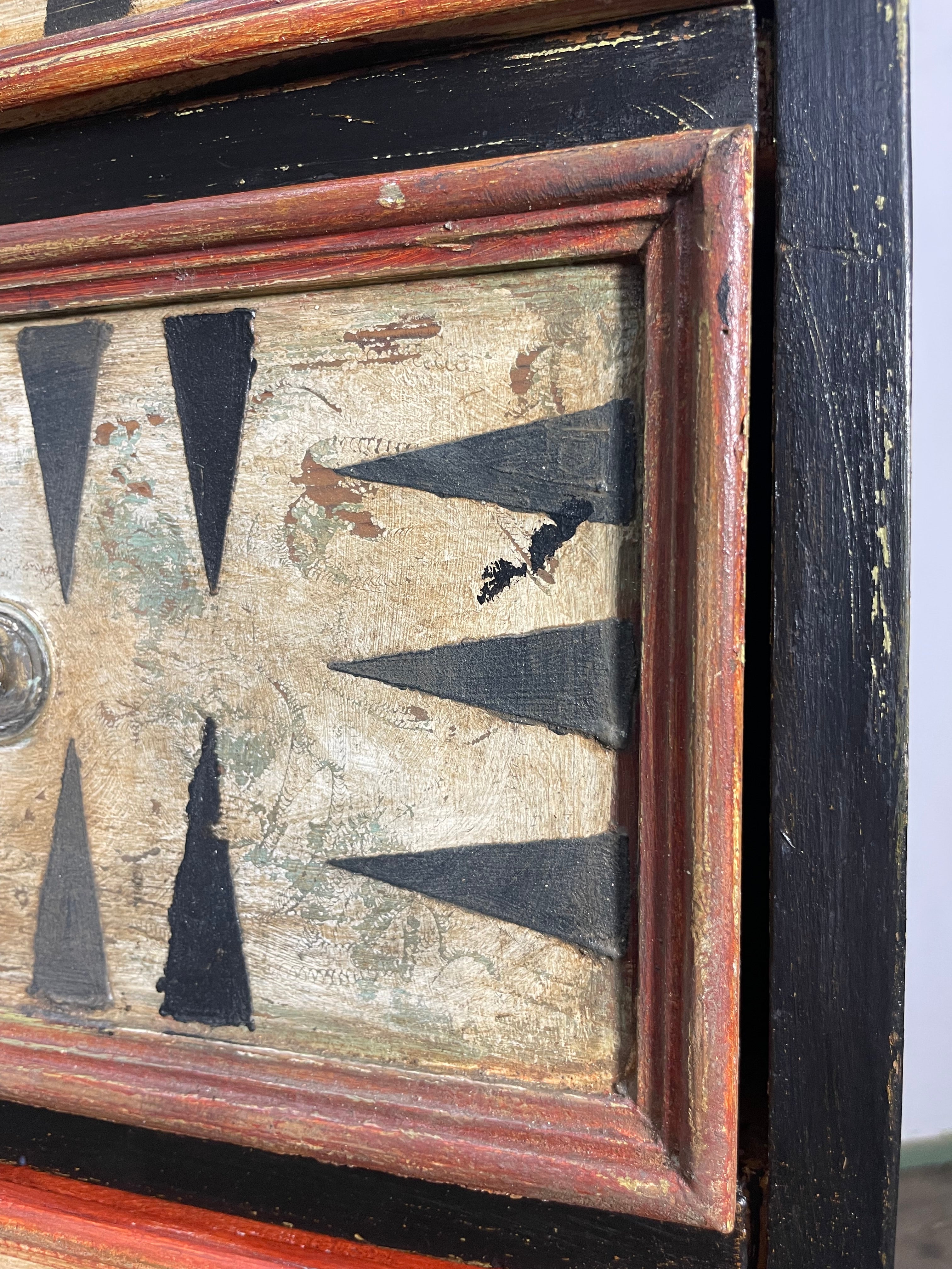 Vintage Painted Pine Folk Art Chest of Drawers