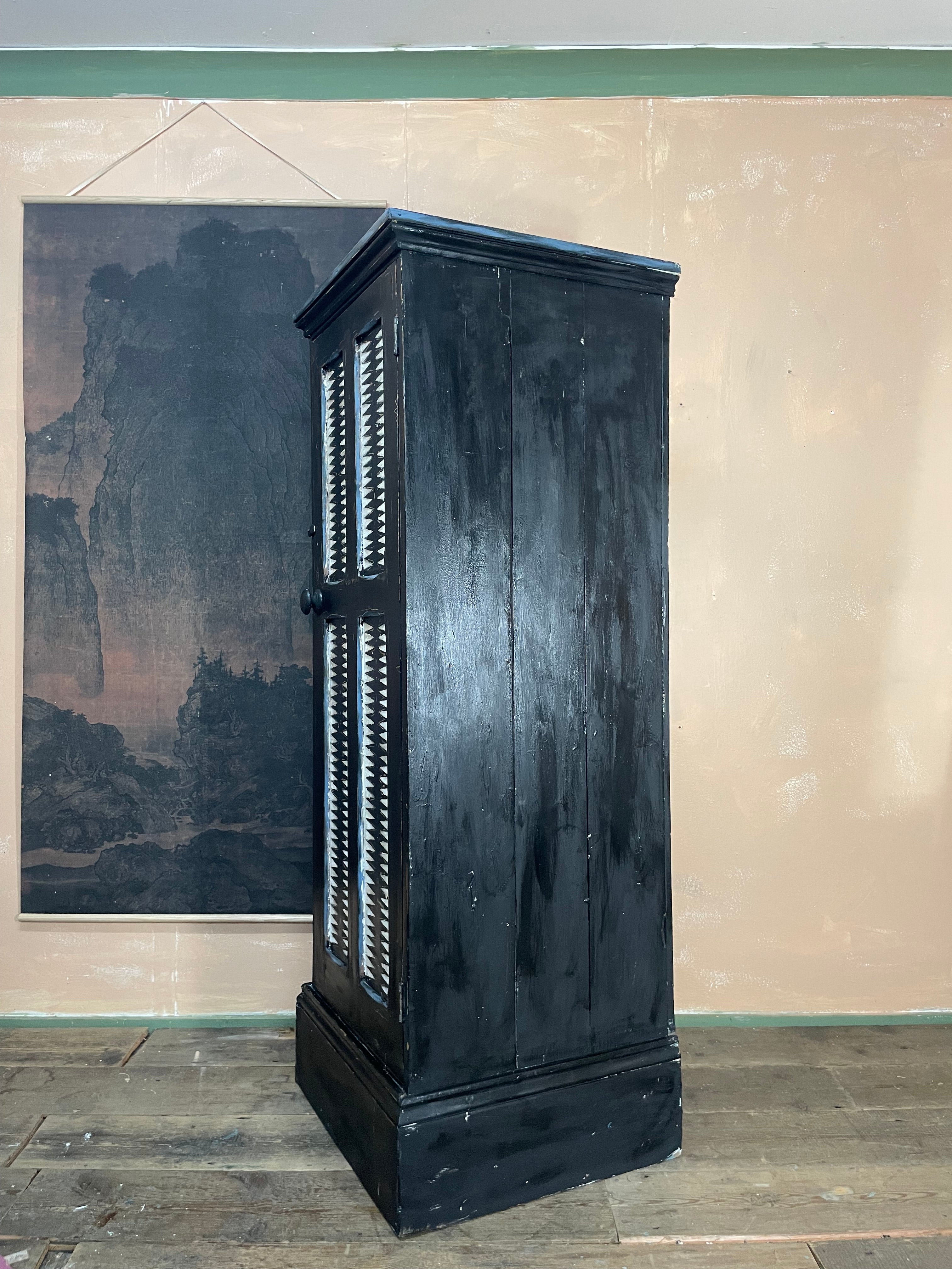 Antique Painted Pine Folk Art Cupboard