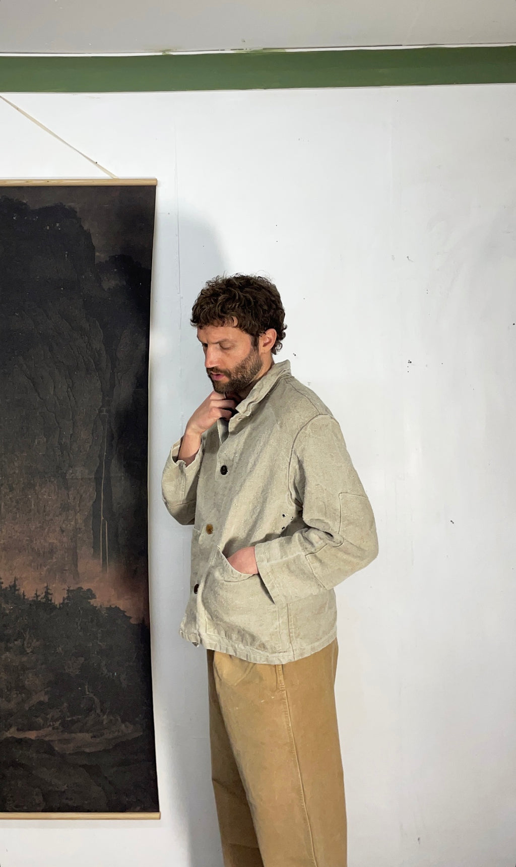Vintage French Workwear Hemp Canvas Chore Jacket