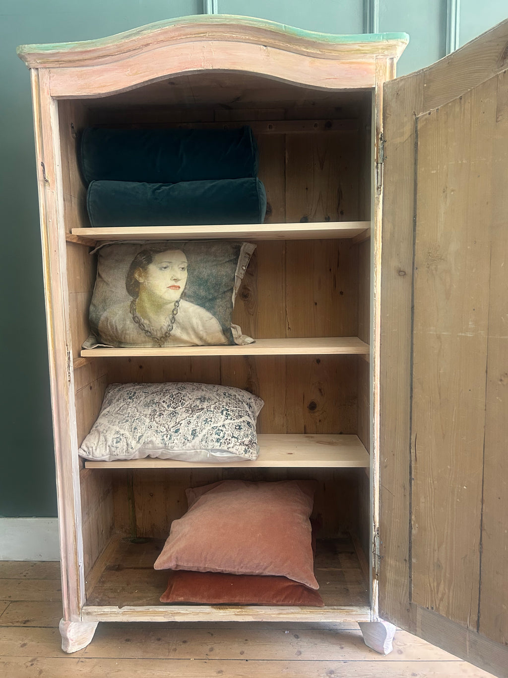 Vintage French Linen Press /Wardrobe with Inlaid Chinoiserie