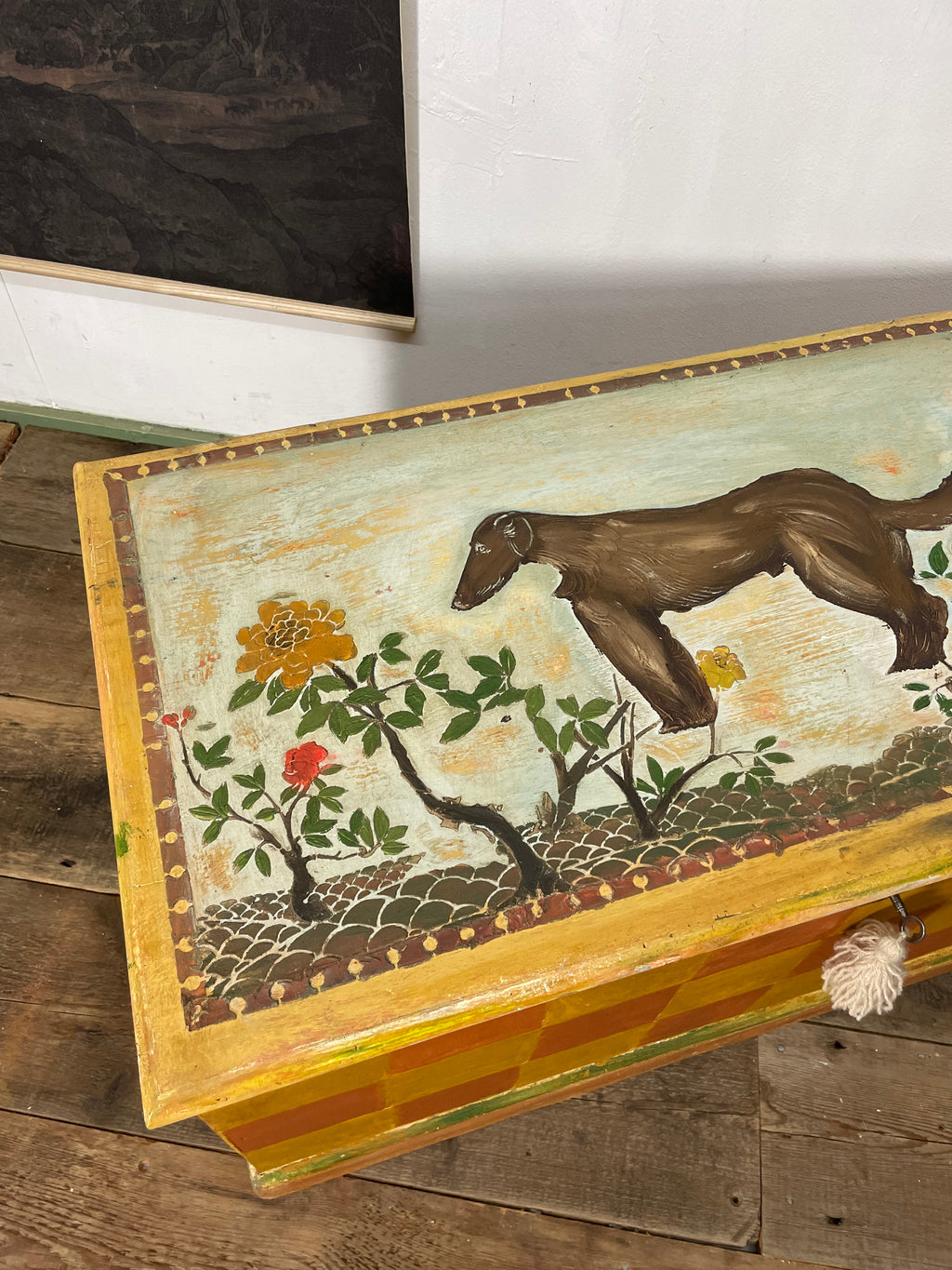 Vintage Folk art Style Blanket Box