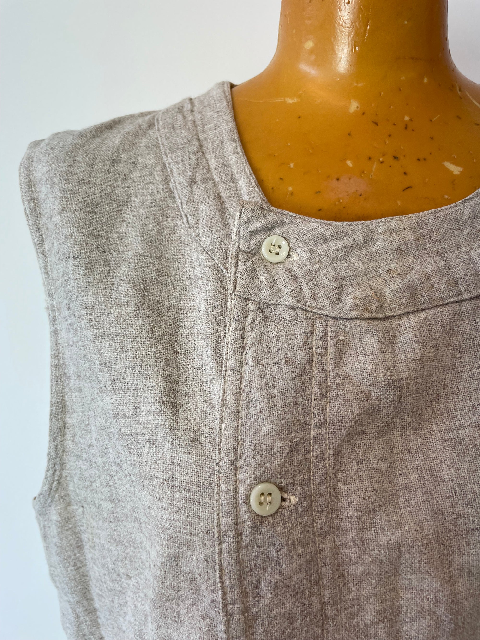 Vintage French Button up Oatmeal Vest