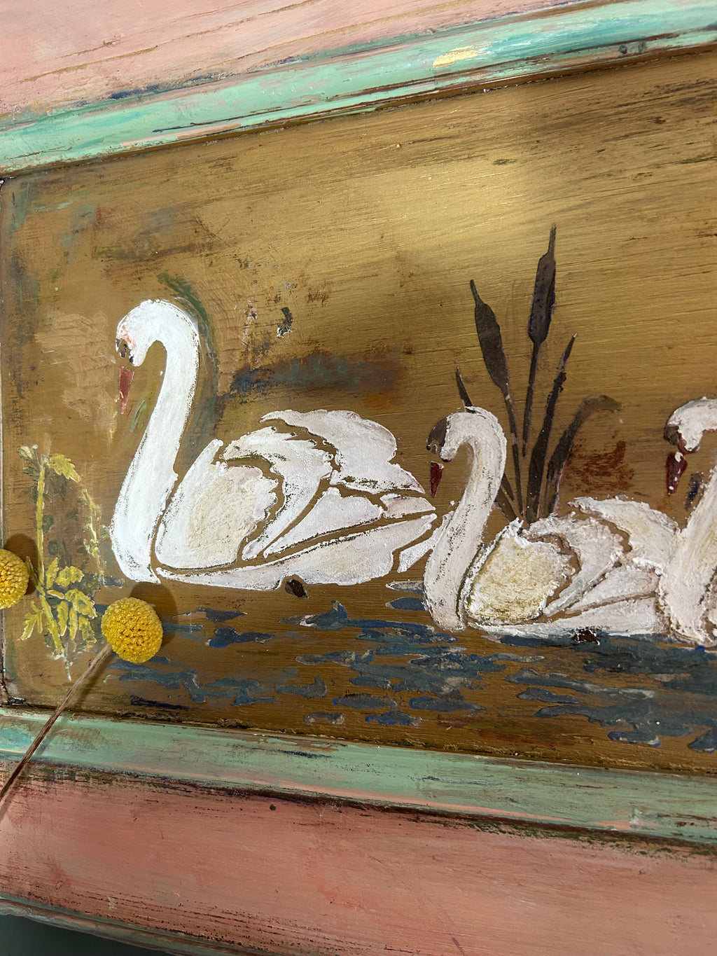 Reclaimed Pine Door Swan Wall Hanging