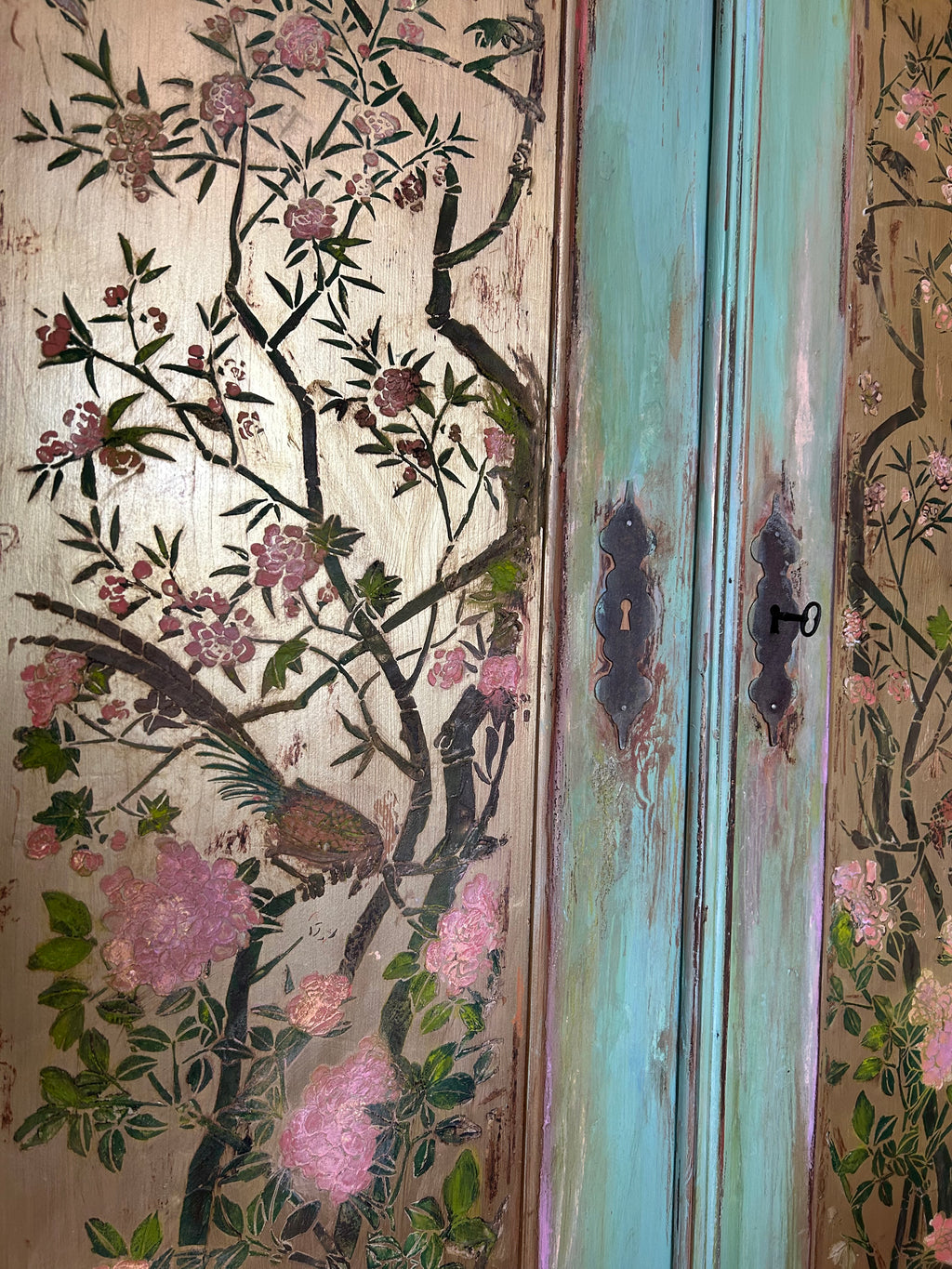 Vintage Armoire with Chinoiserie Panels