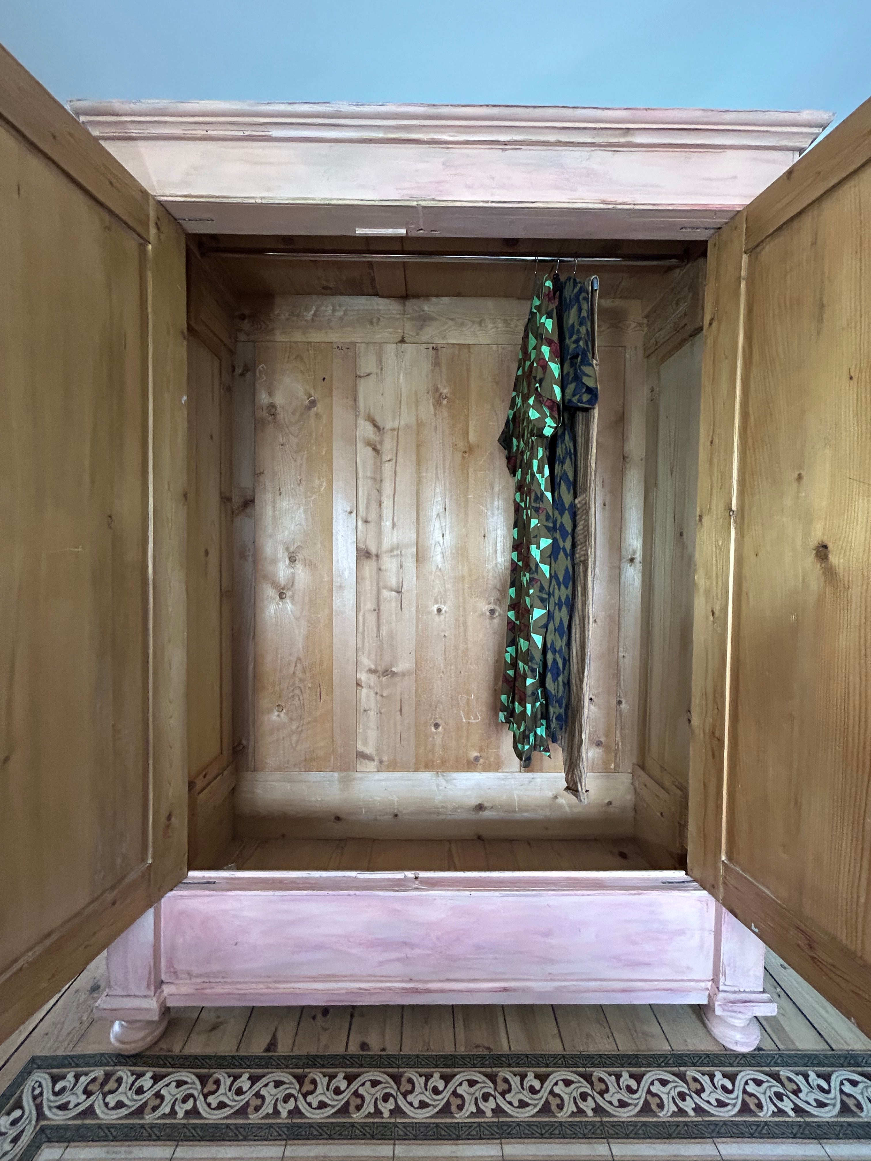 Vintage Painted French Wardrobe with Chinoiserie Panels