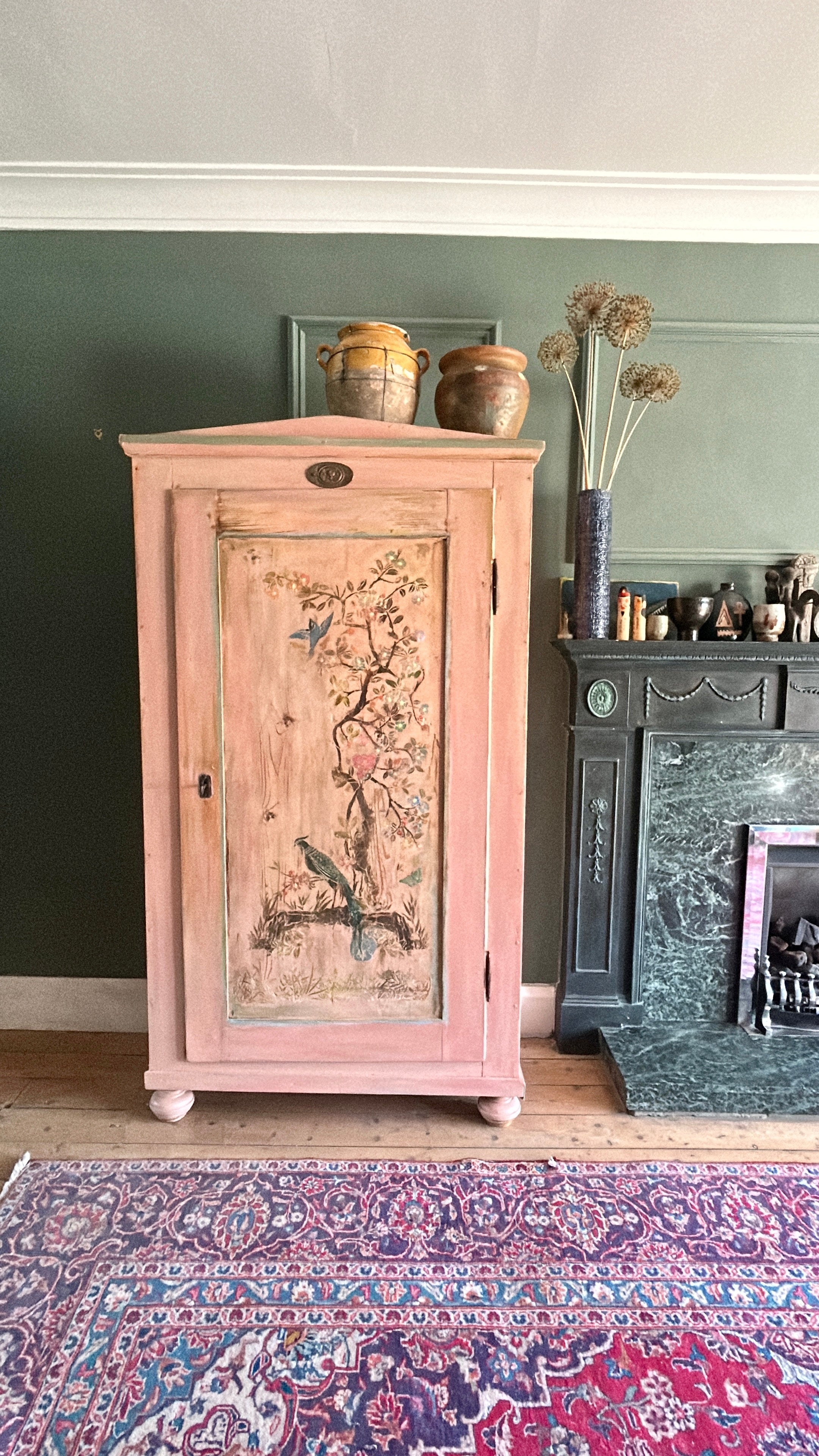 Vintage French Armoire with Chinoiserie Panel