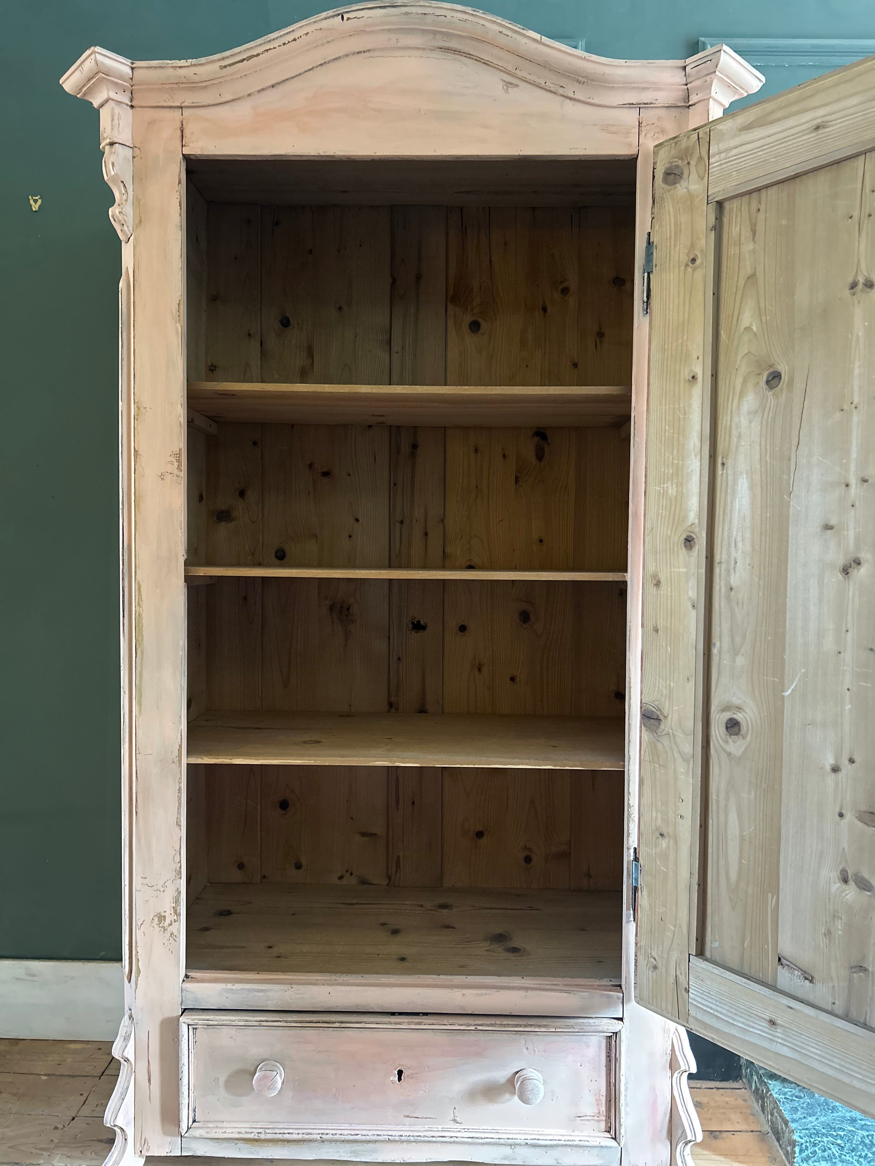 Vintage Painted Pune Armoire with Chinoiserie