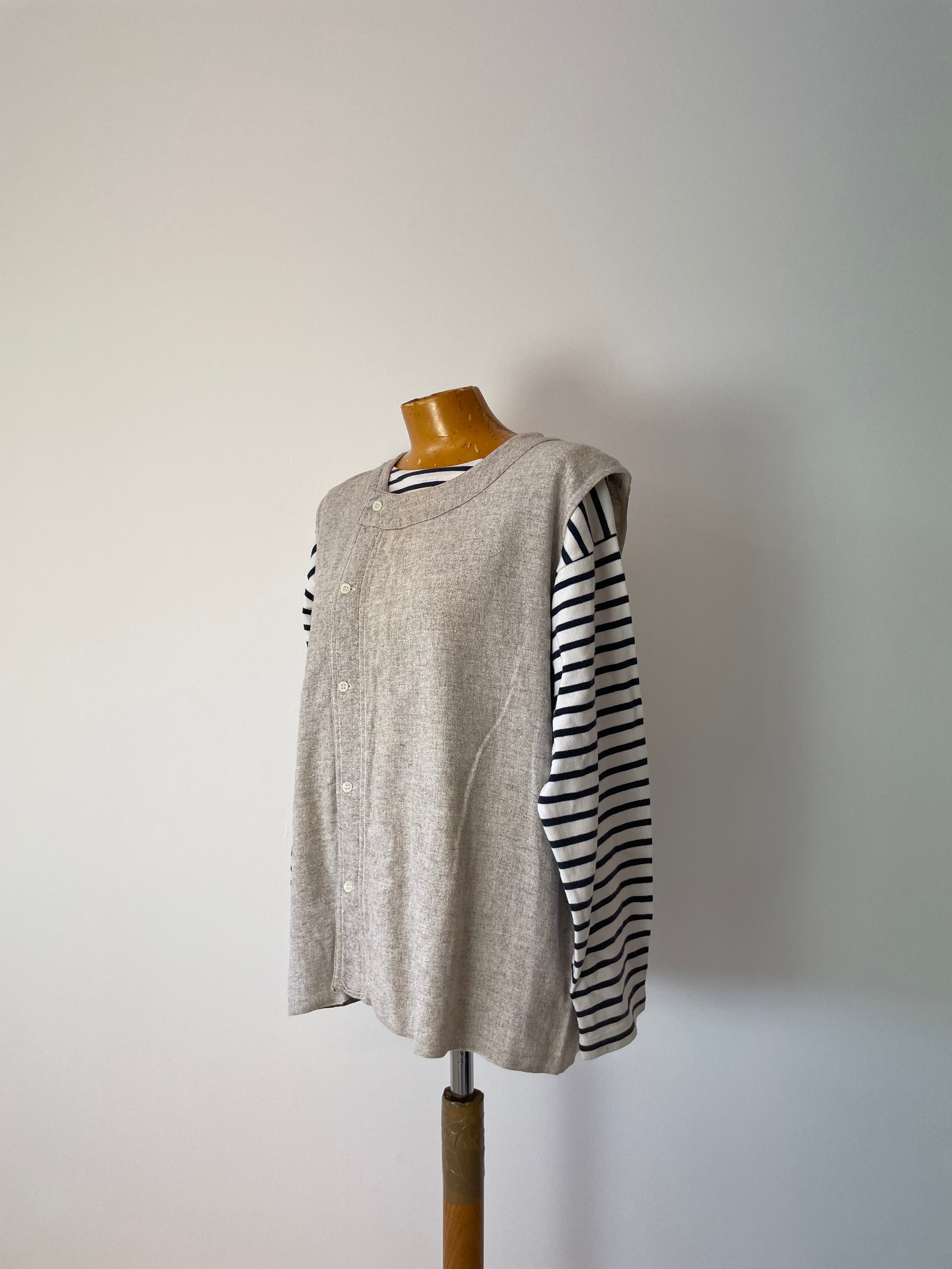 Vintage French Button up Oatmeal Vest