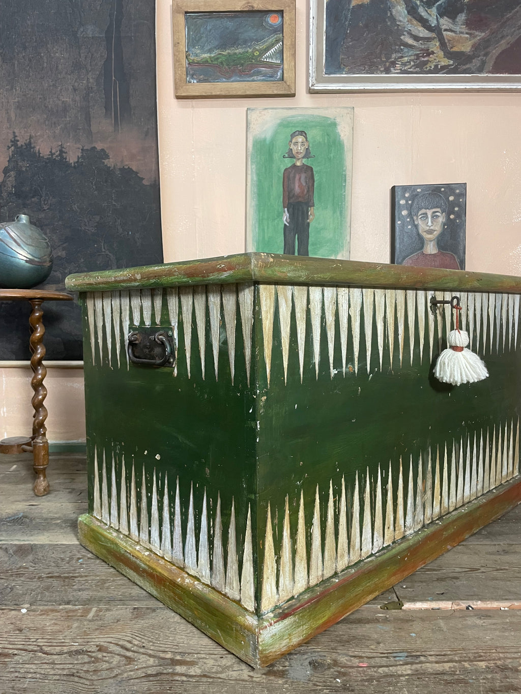 Vintage Folk Art Blanket Box