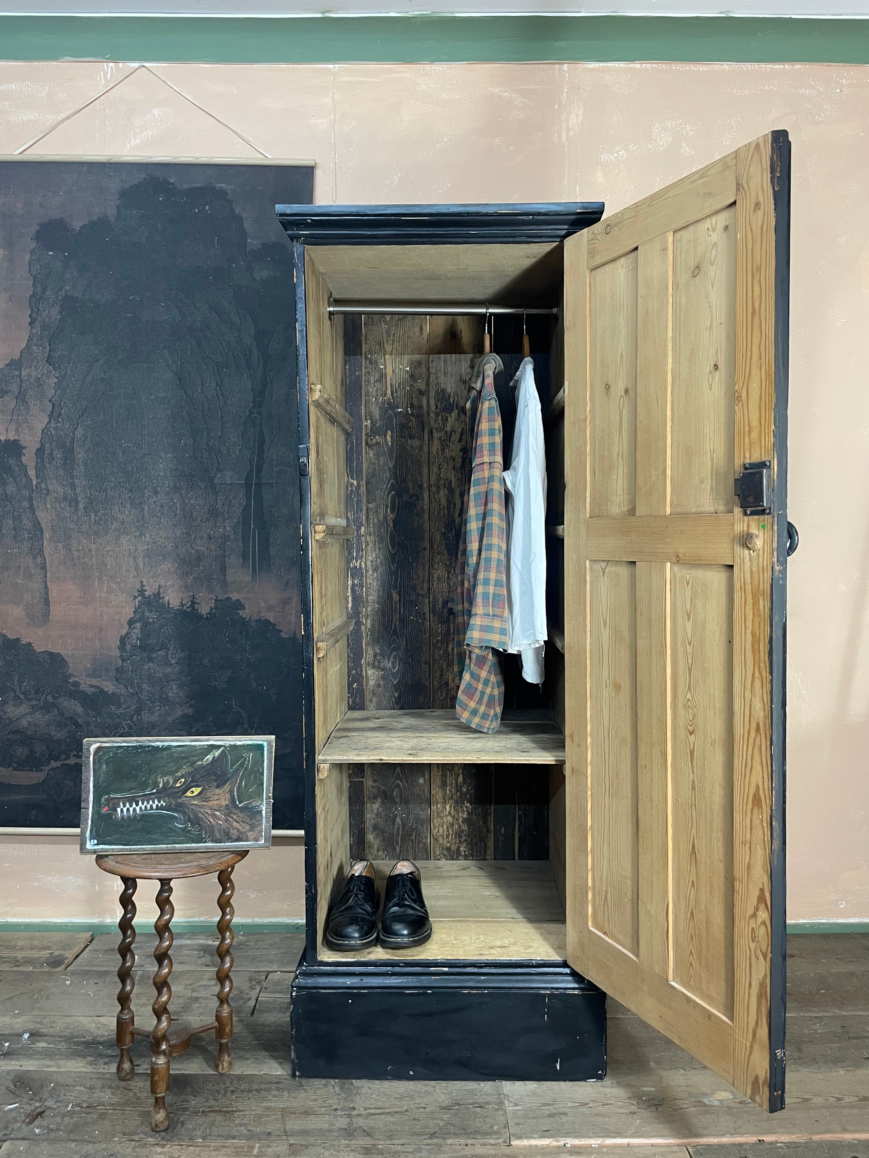 Antique Painted Pine Folk Art Cupboard