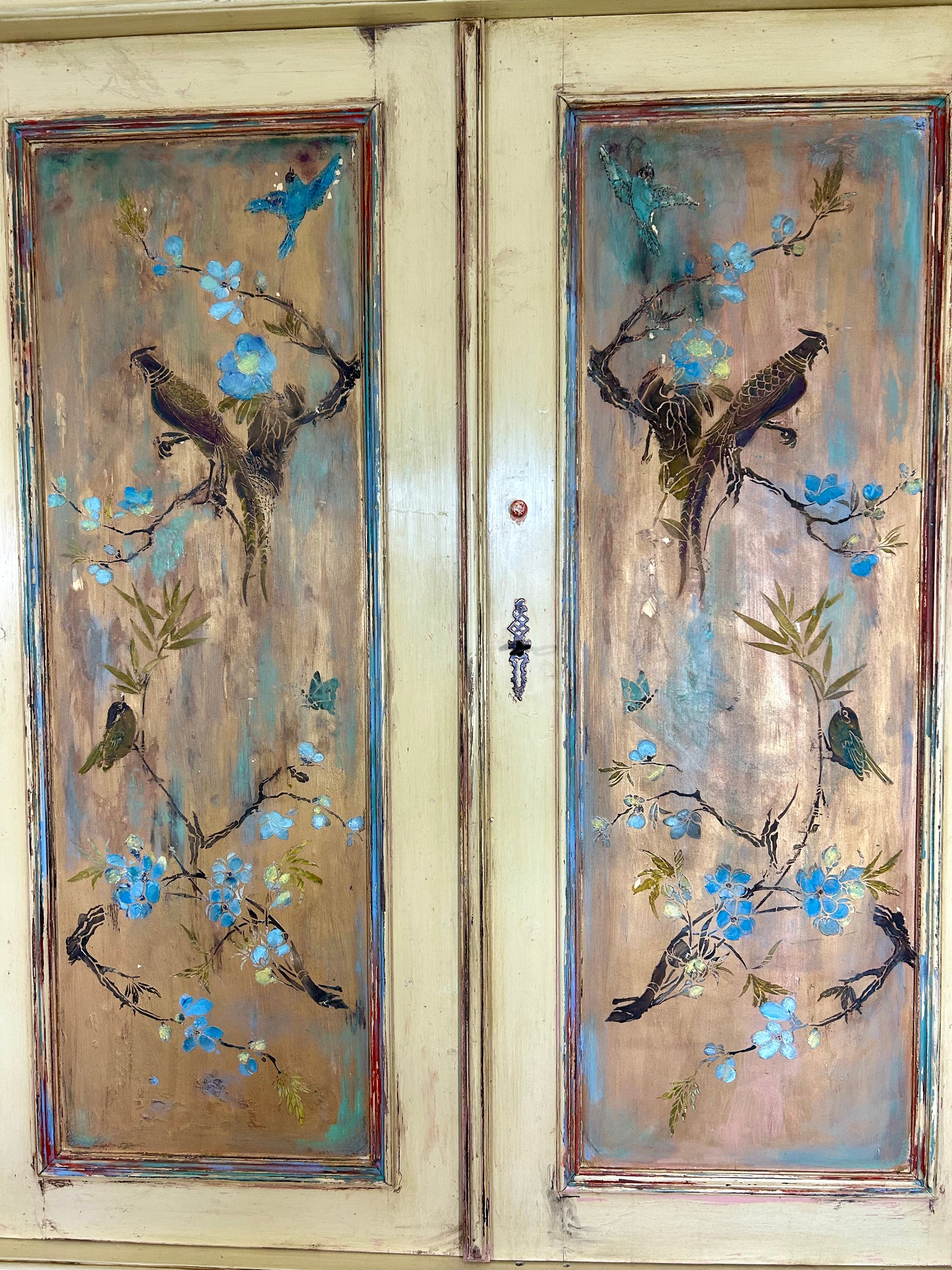 Vintage French Wardrobe with Inlaid Chinoiserie