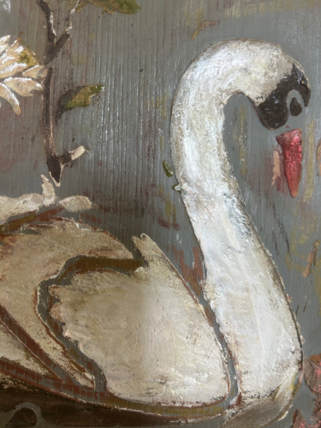 Vintage Painted Wardrobe with Swan Chinoiserie