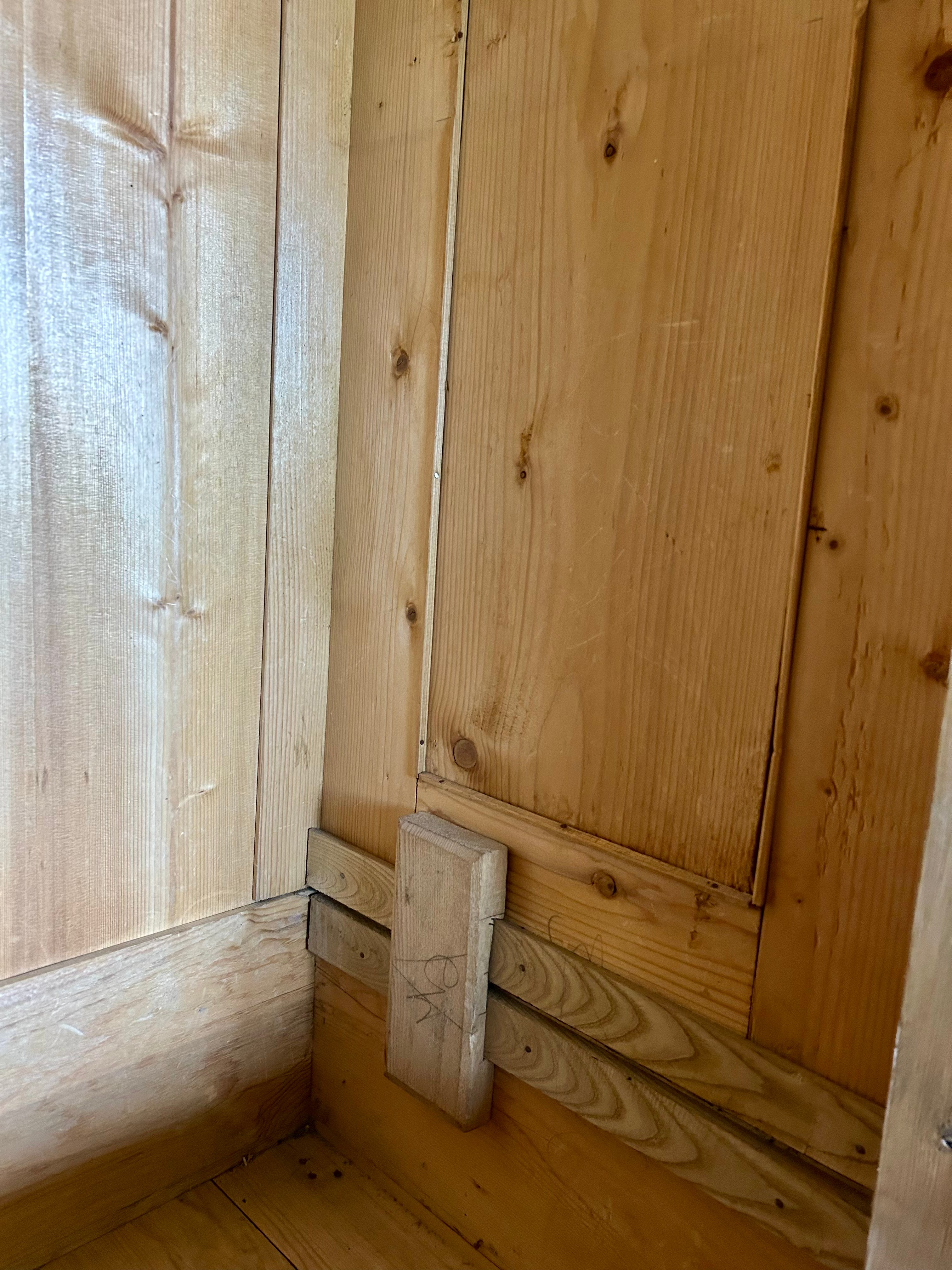 Vintage Painted Pine Wardrobe with Inlaid Chinoiserie