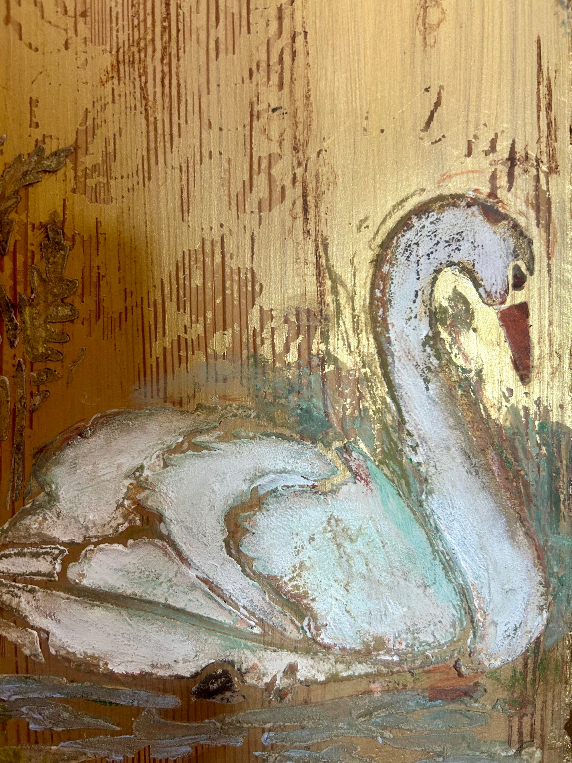 Antique Painted Pine Wardrobe with Chinoiserie Panels