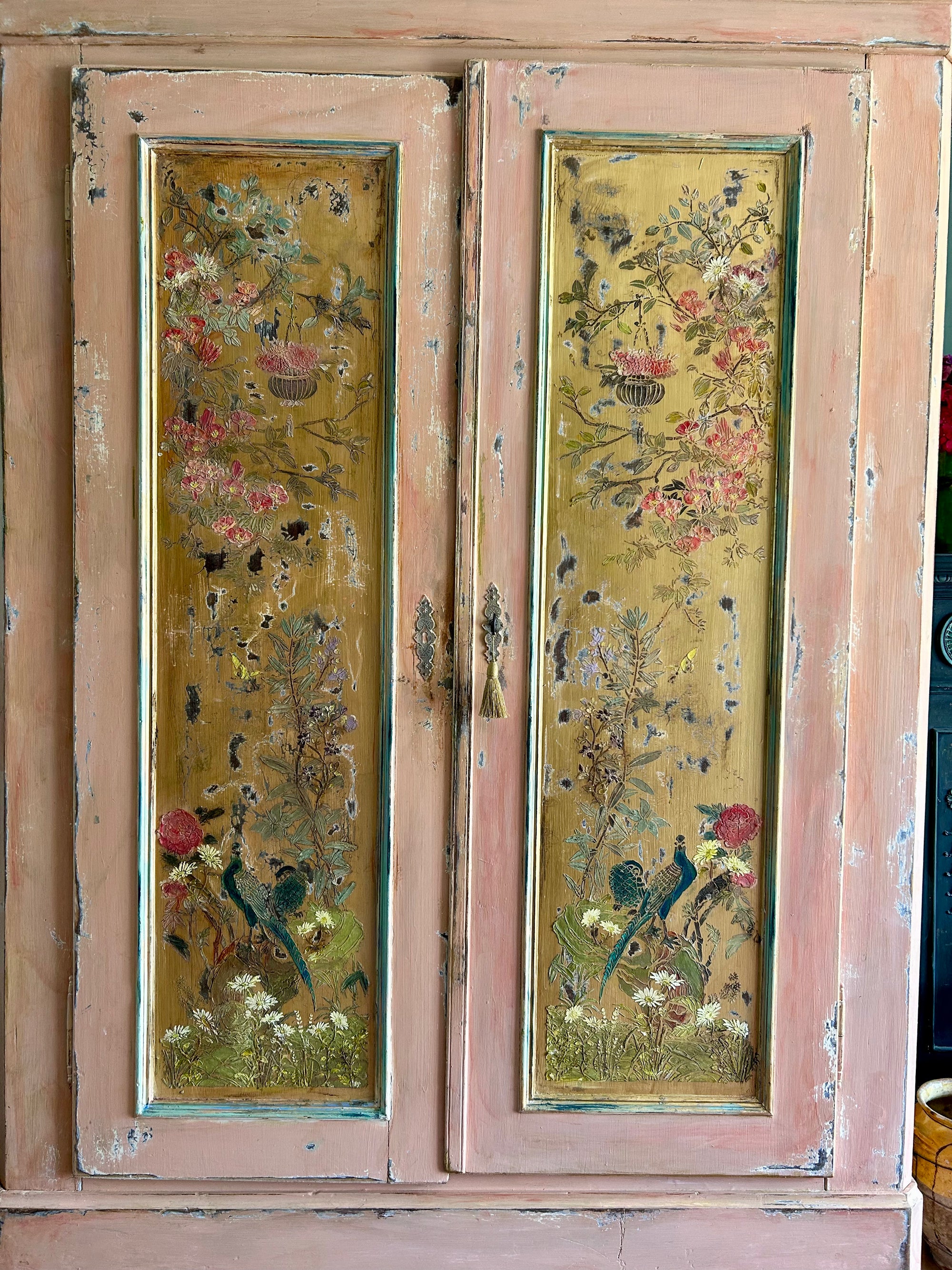 Vintage French Wardrobe with Inlaid Chinoiserie