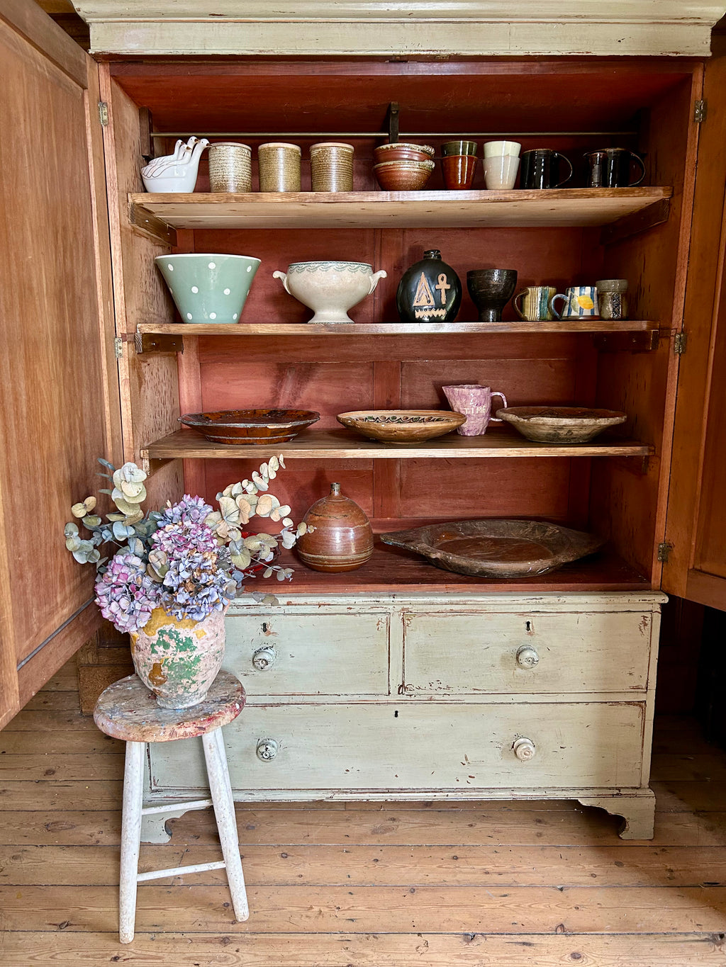 Vintage Painted Housekeepers Cupboard/ Press  Top Cupboard Reserved