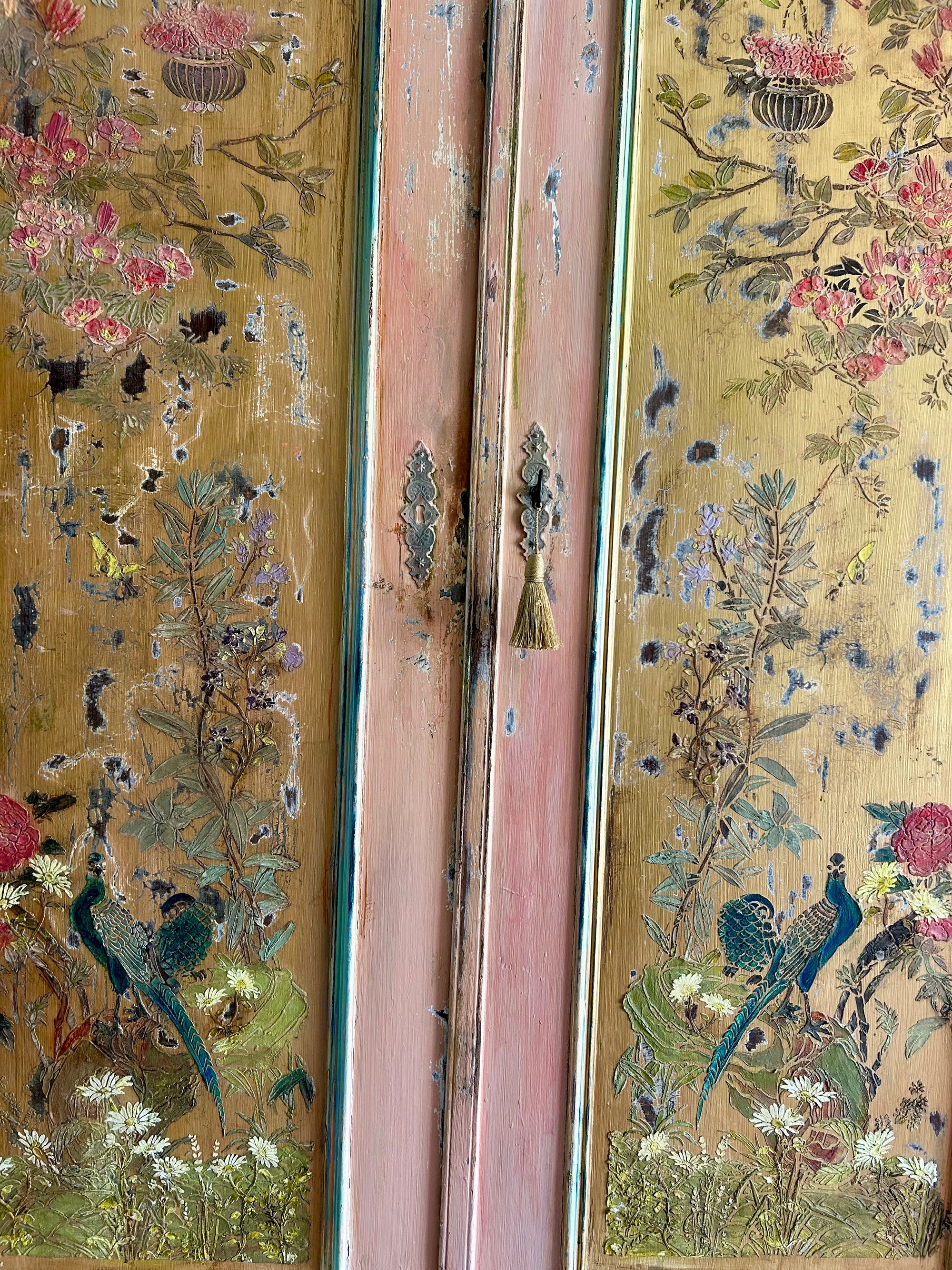 Vintage French Wardrobe with Inlaid Chinoiserie