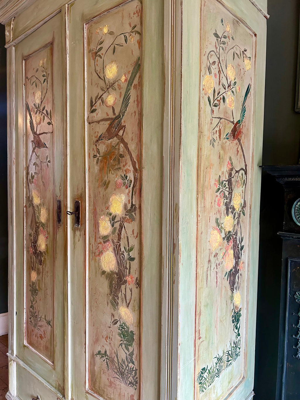 Vintage Painted Wardrobe with Chinoiserie