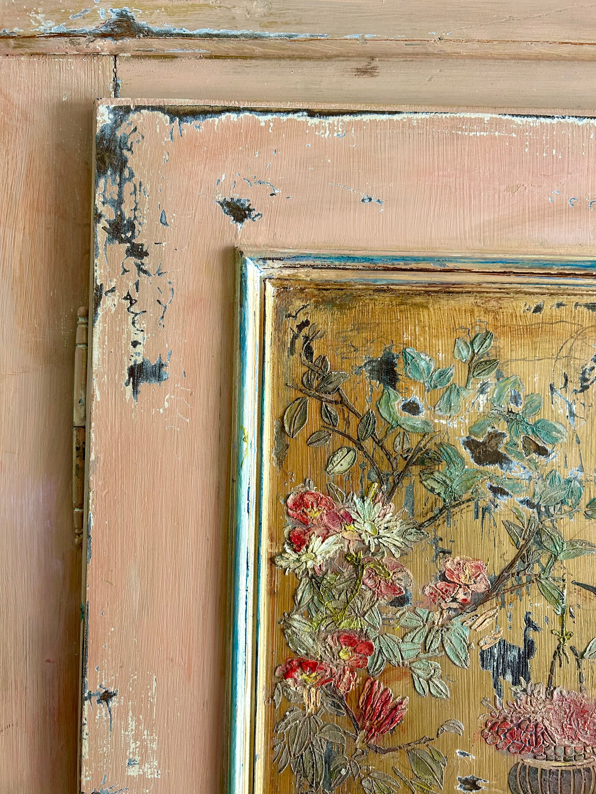 Vintage French Wardrobe with Inlaid Chinoiserie