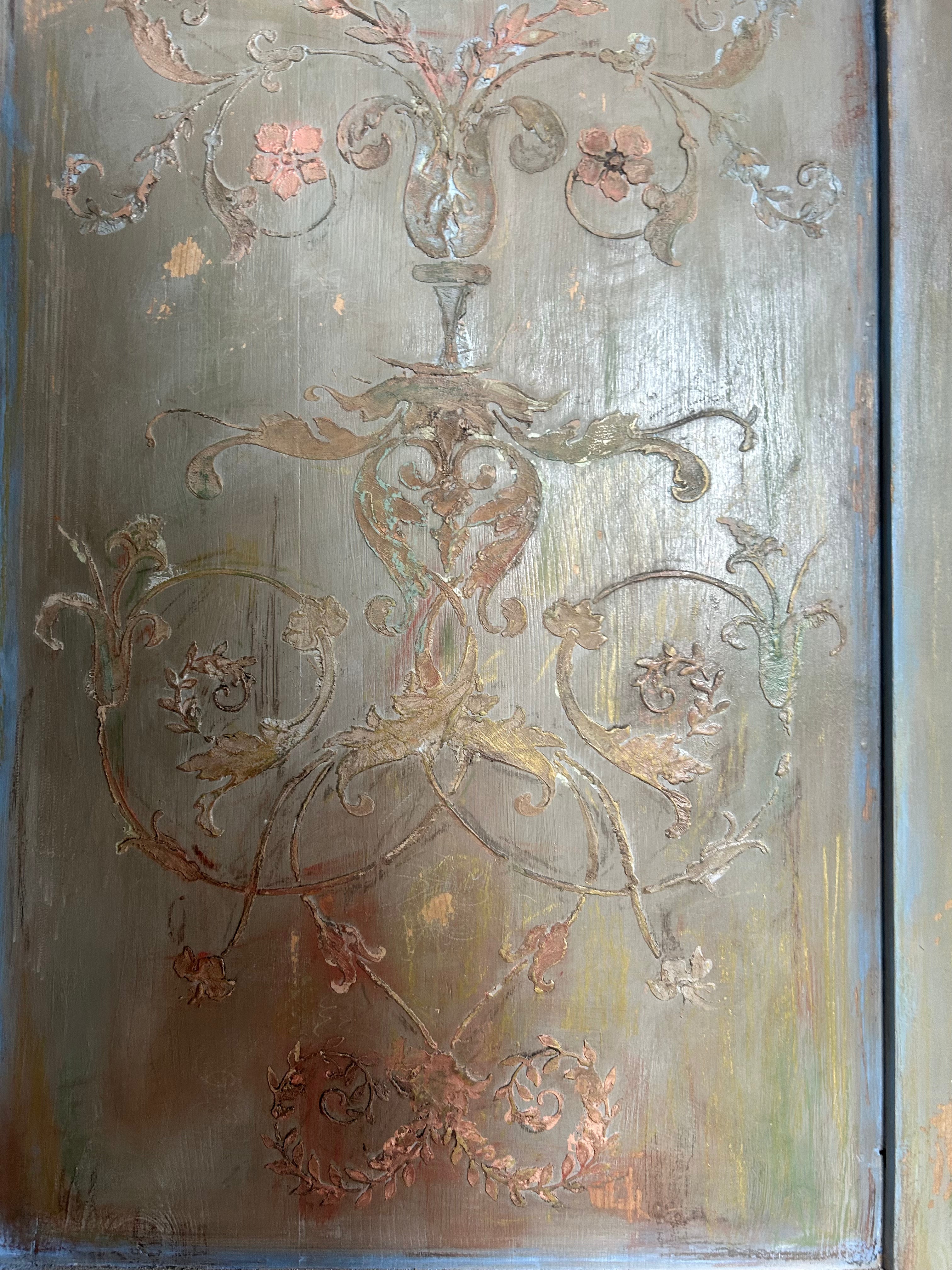 Vintage Painted Wardrobe with Swan Chinoiserie
