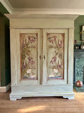 Antique Painted Pine Large Wardrobe with Chinoiserie
