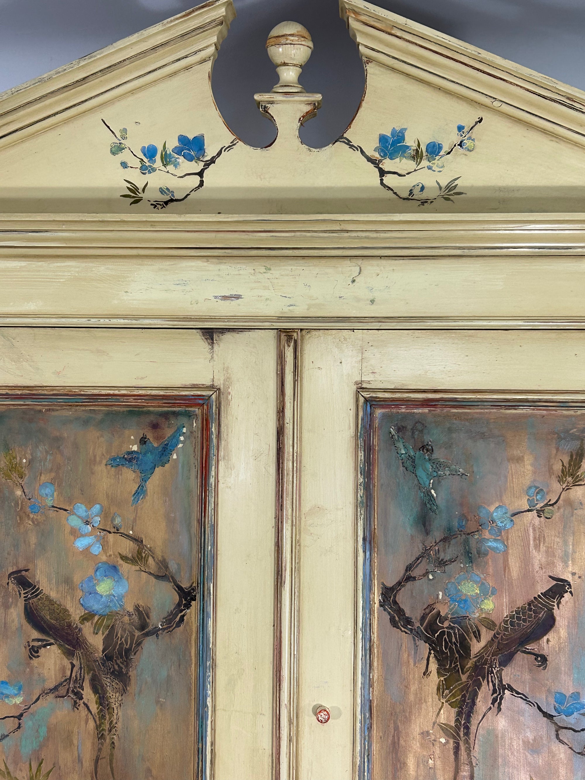 Vintage French Wardrobe with Inlaid Chinoiserie