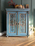 Vintage French Linen Press with Inlaid Chinoiserie Panels