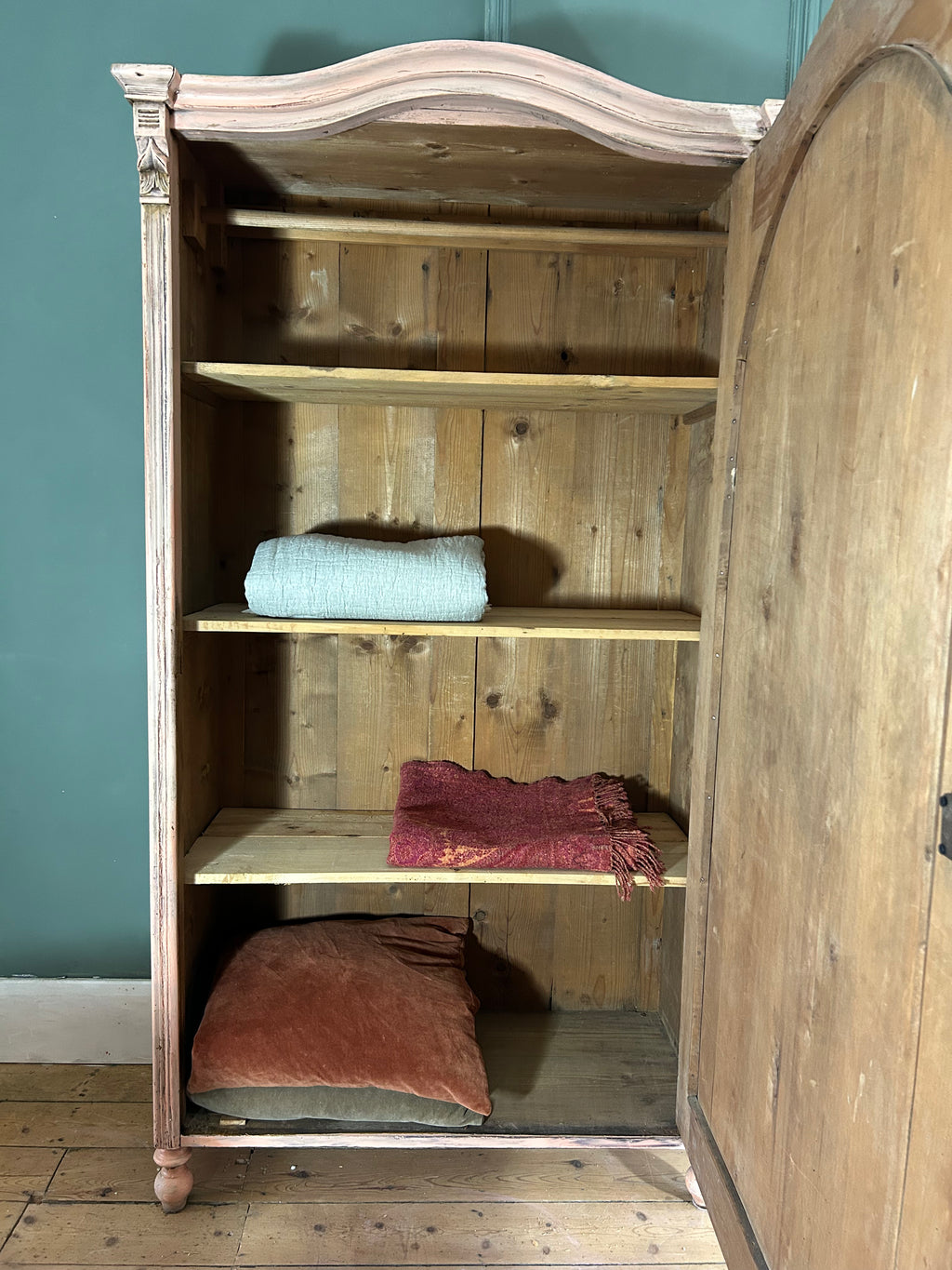 Vintage Painted Armoire with Inlaid Chinoiserie